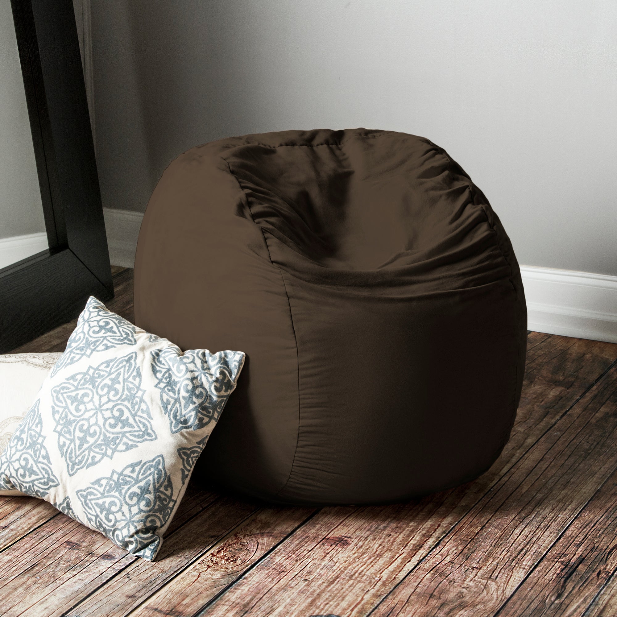 Jaxx Saxx 3 Foot Bean Bag Chair with Removable Cover, Chocolate