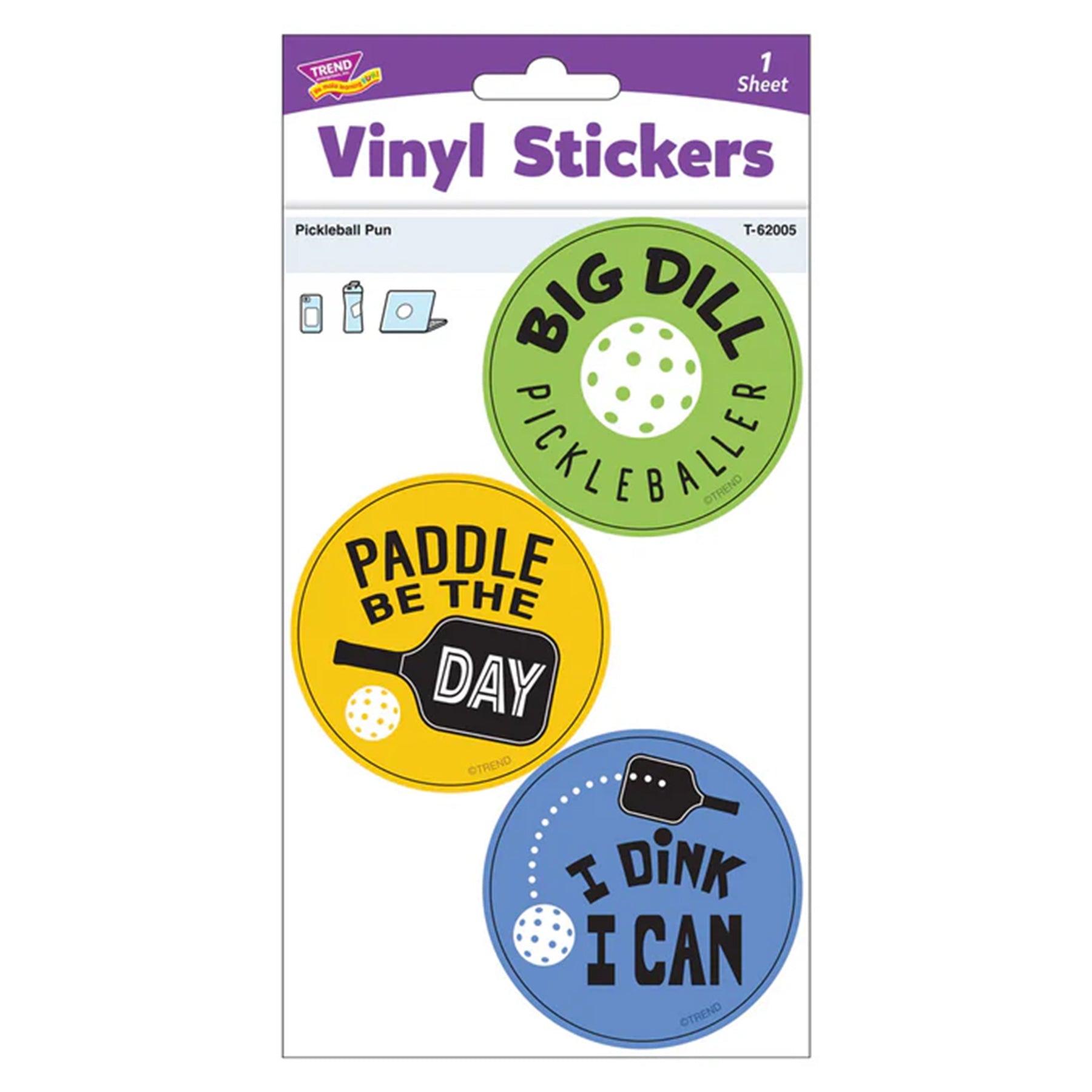 Pickleball Pun Vinyl Stickers, Pack of 3