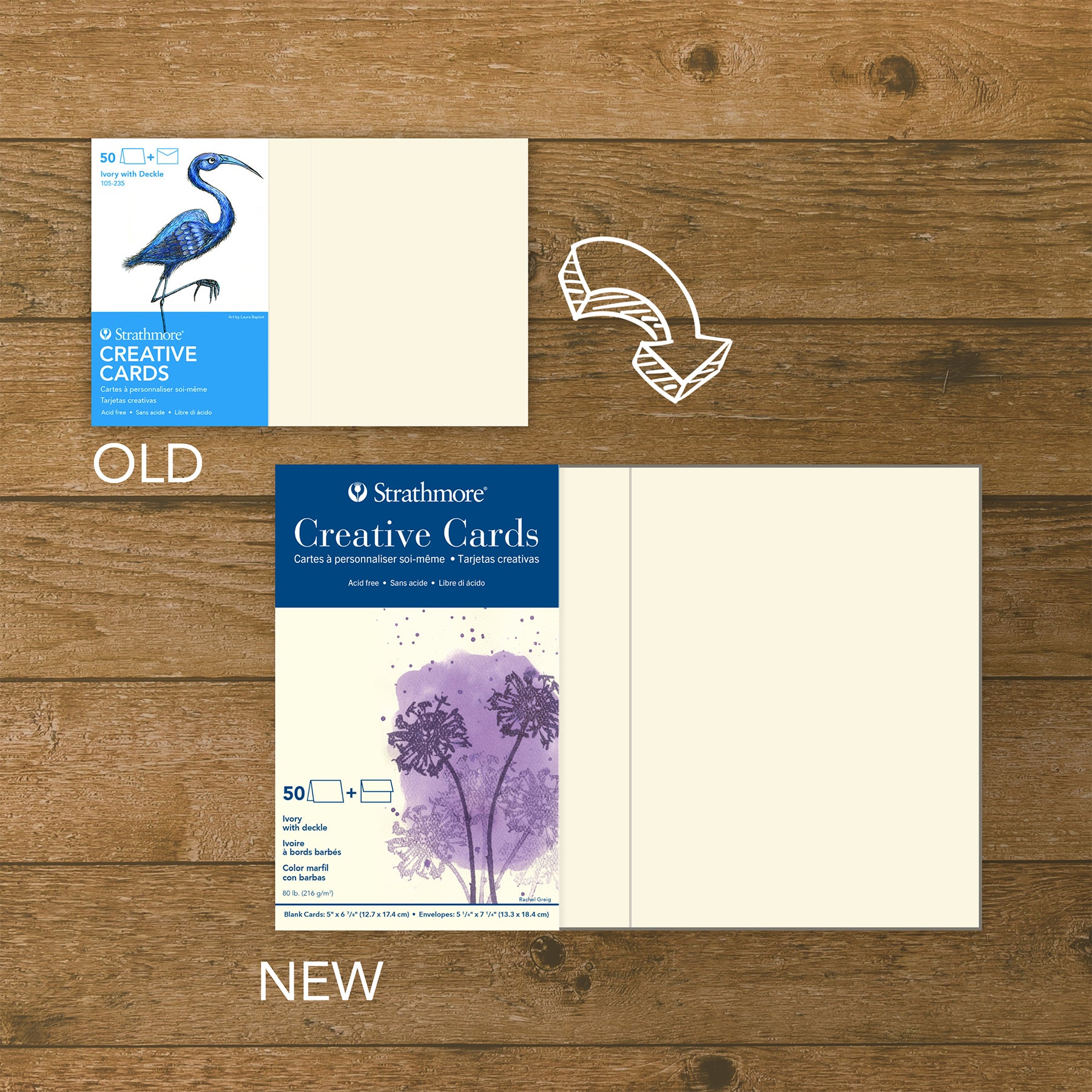 Creative Cards & Envelopes, Ivory with Deckle Edge, Full Size, 5x6.875 inch, Pack of 50