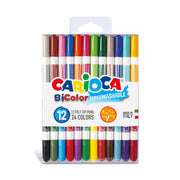 BiColor Felt Tip Washable Pens - 12 Pieces