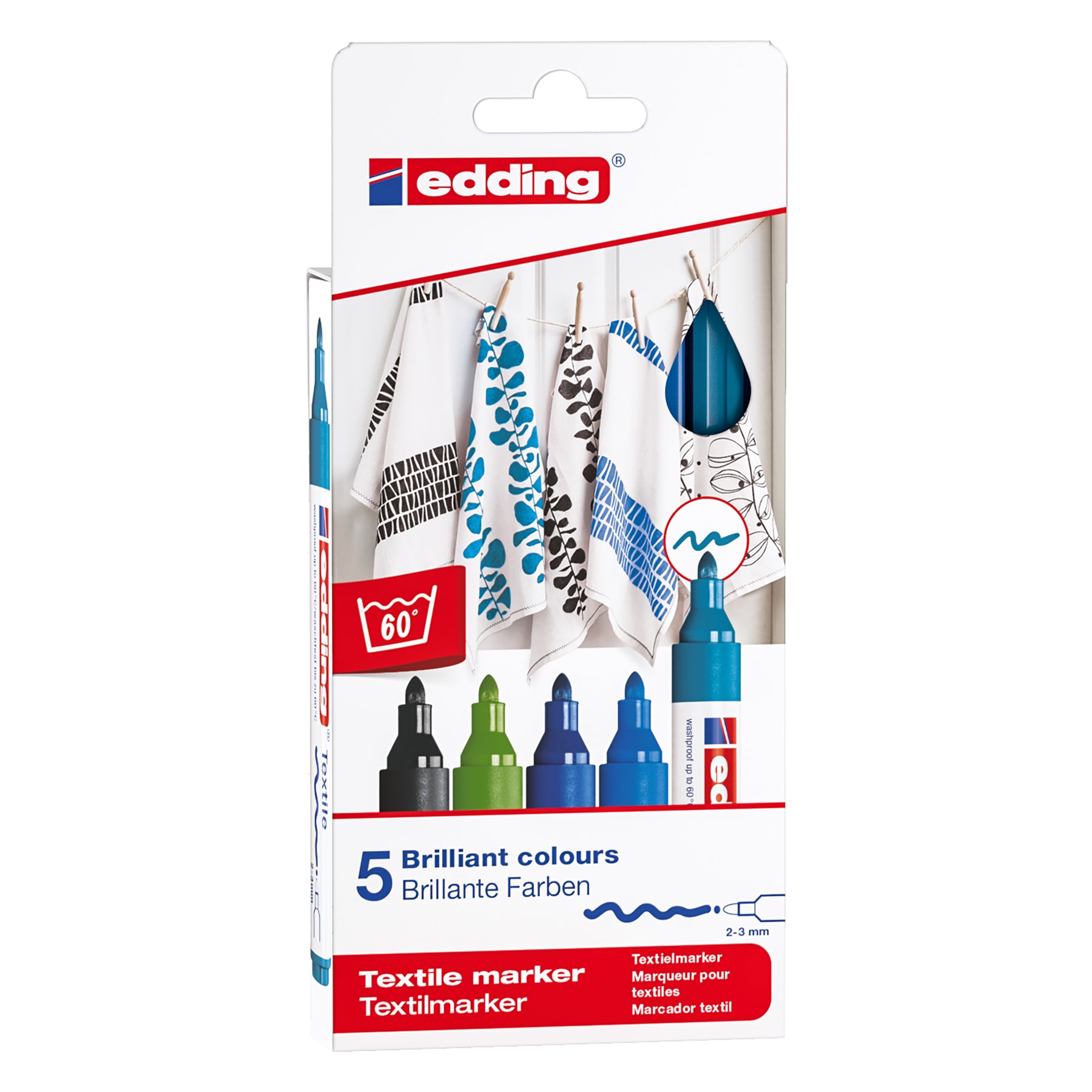 edding 4500 Textile Marker - Set of 5 - Cool