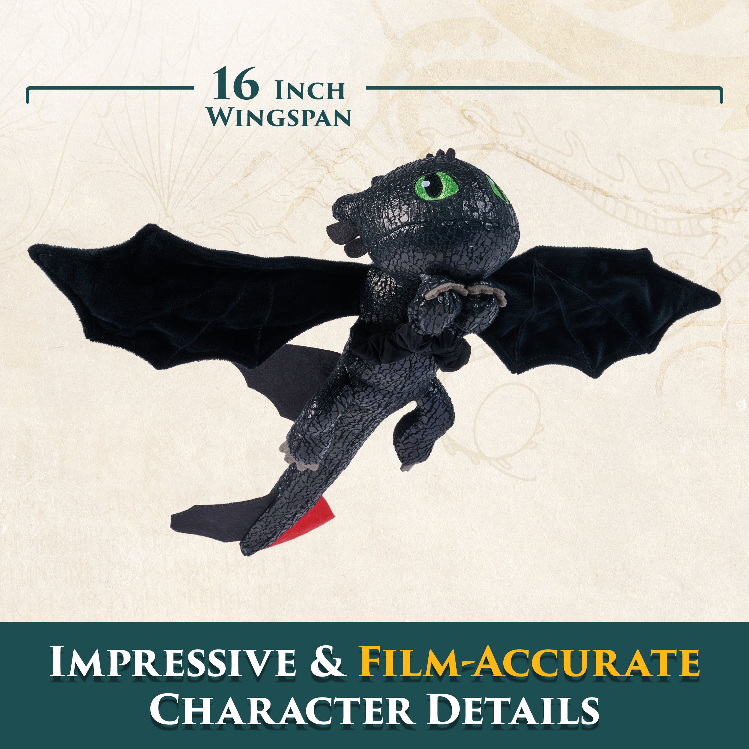 Dreamworks Dragons How to Train Your Dragon, Hug and Glide Toothless Plush Toy, 12” Dragon Stuffed Animal, Kids Toys for Boys Ages 4 and Up