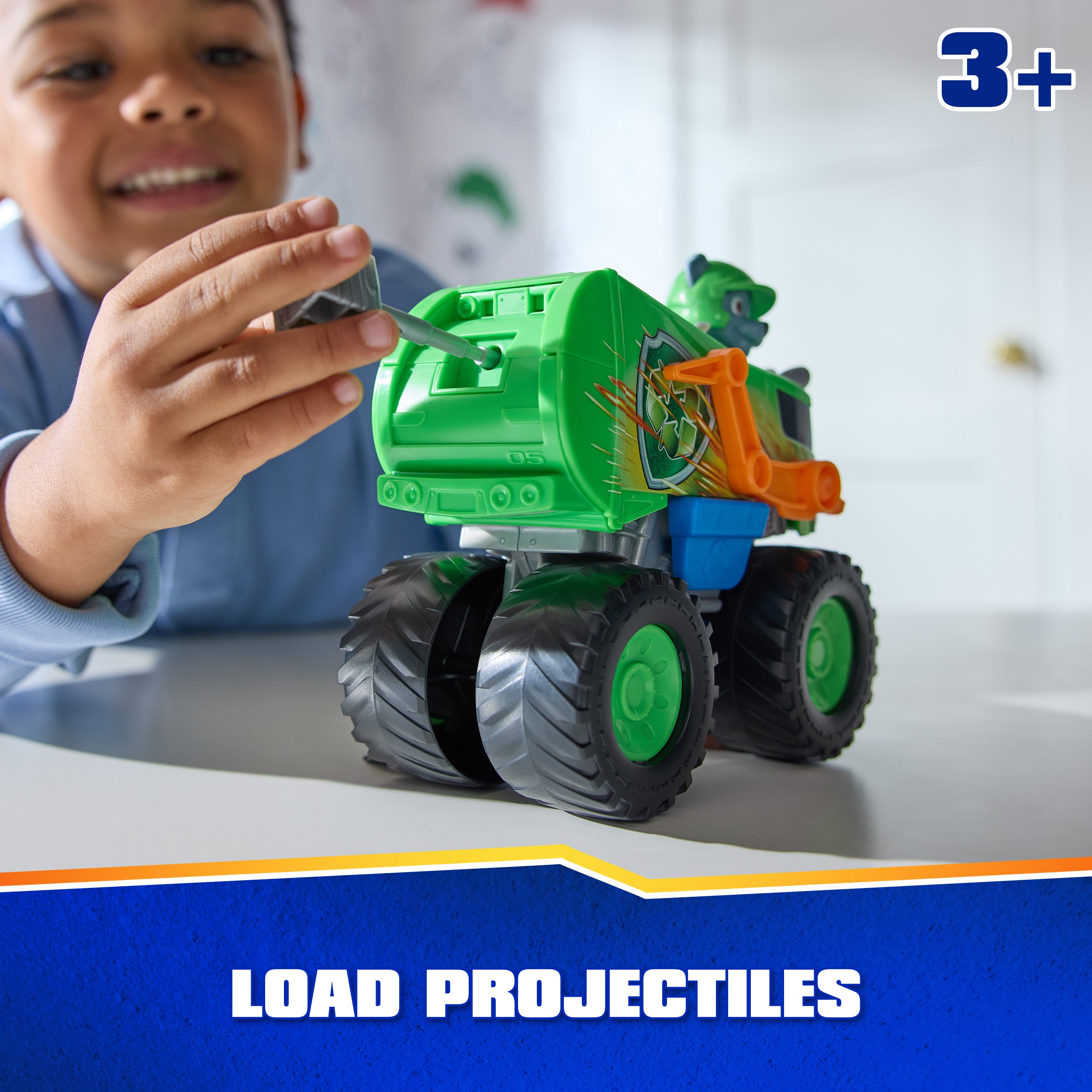 PAW Patrol: Rescue Wheels Rocky’s Recycle Truck, Toy Truck with Projectile Launcher and Collectible Action Figure, Kids Toys for Boys & Girls Ages 3+