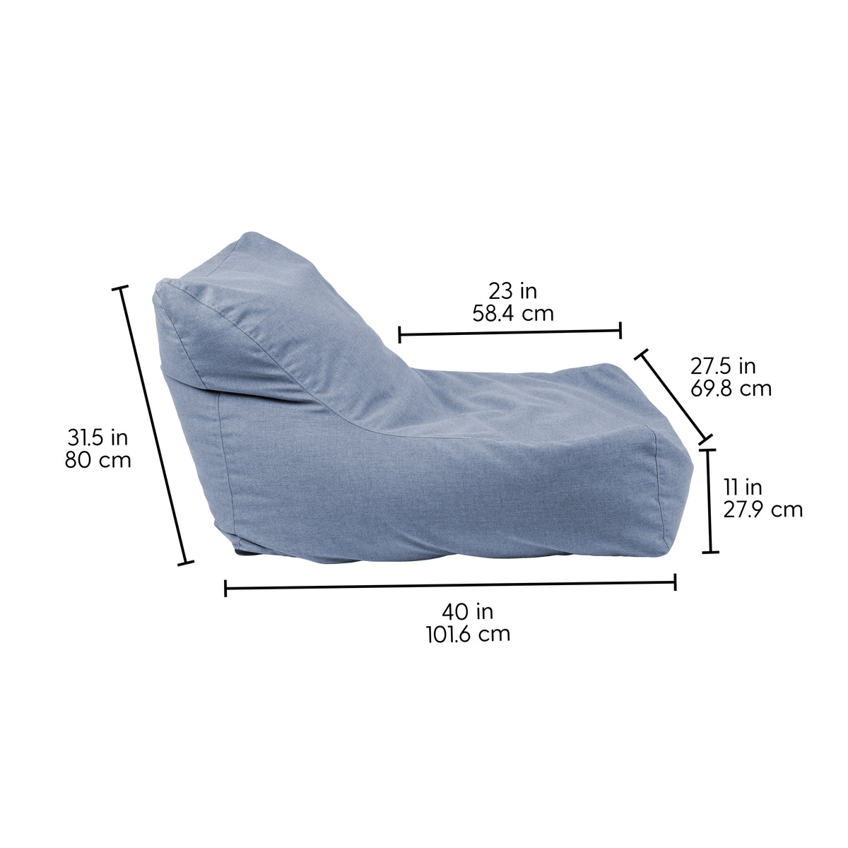Oudoor Bean Bag Lounger with Sunbrella - Canvas Haze