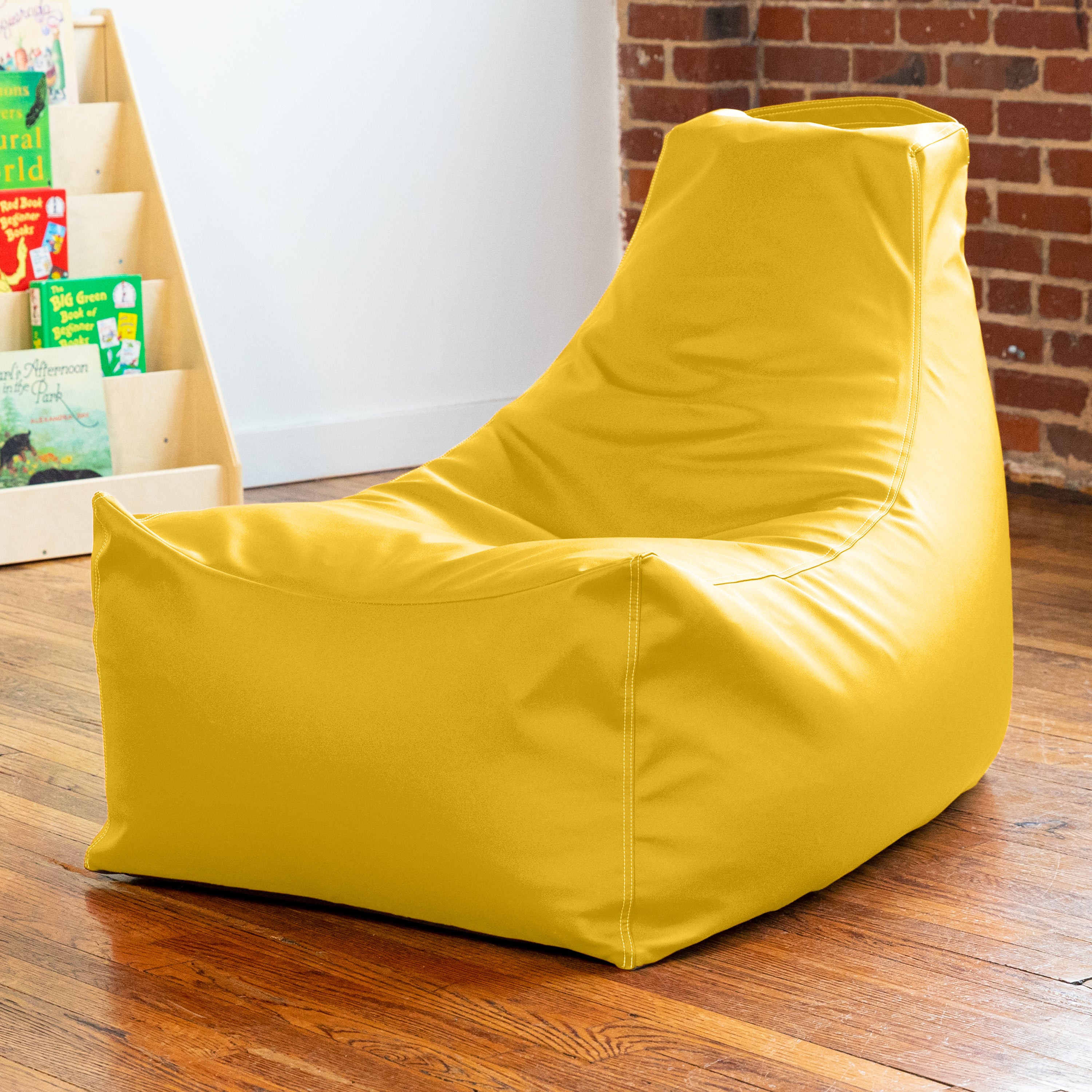 Jaxx Pezzi Premium Vinyl Classroom Bean Bag Chair, Yellow
