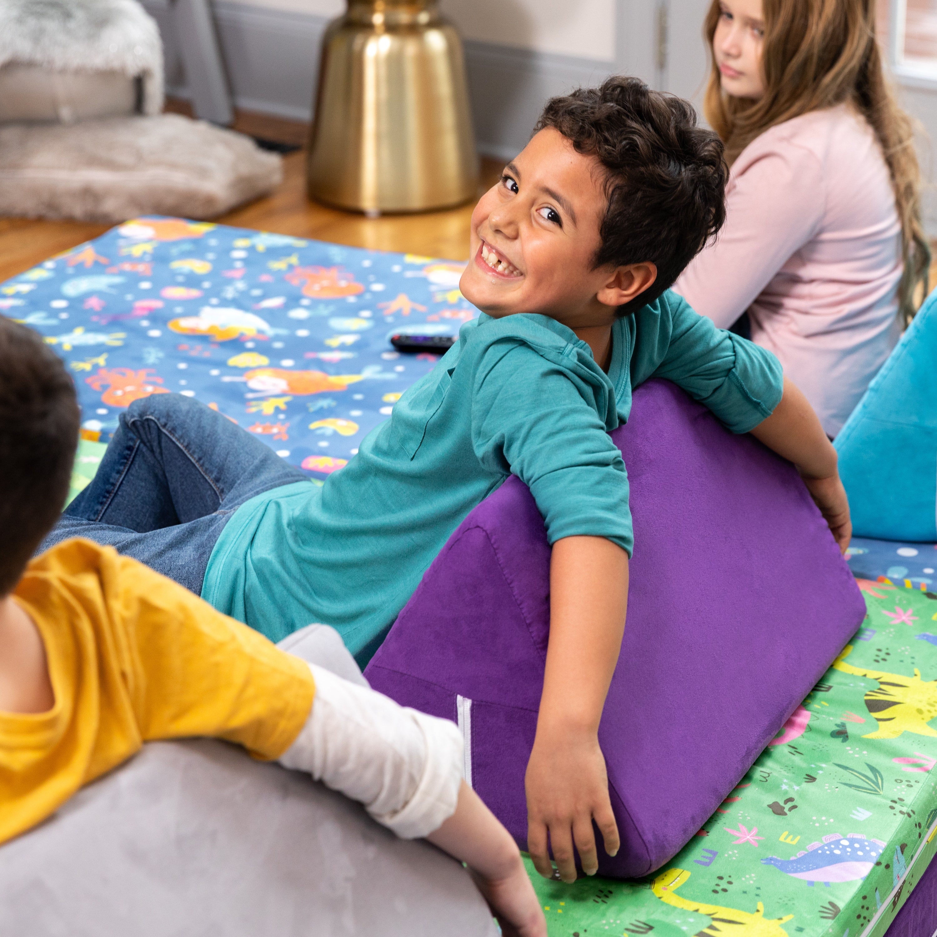 Jaxx Playscape - Imaginative Modular Furniture Playset/Sofa - Fun Kids Patterns (Dinos / Grape)