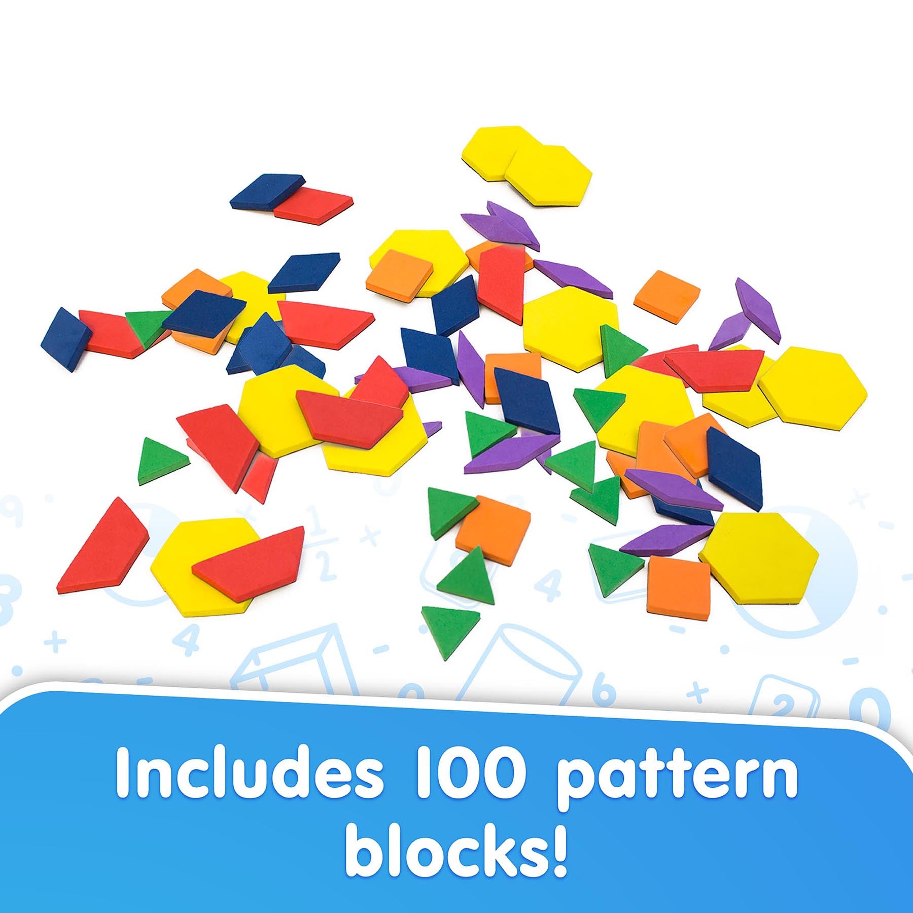 Rainbow Pattern Blocks, Magnetic, Assorted Colors, 100 Pieces