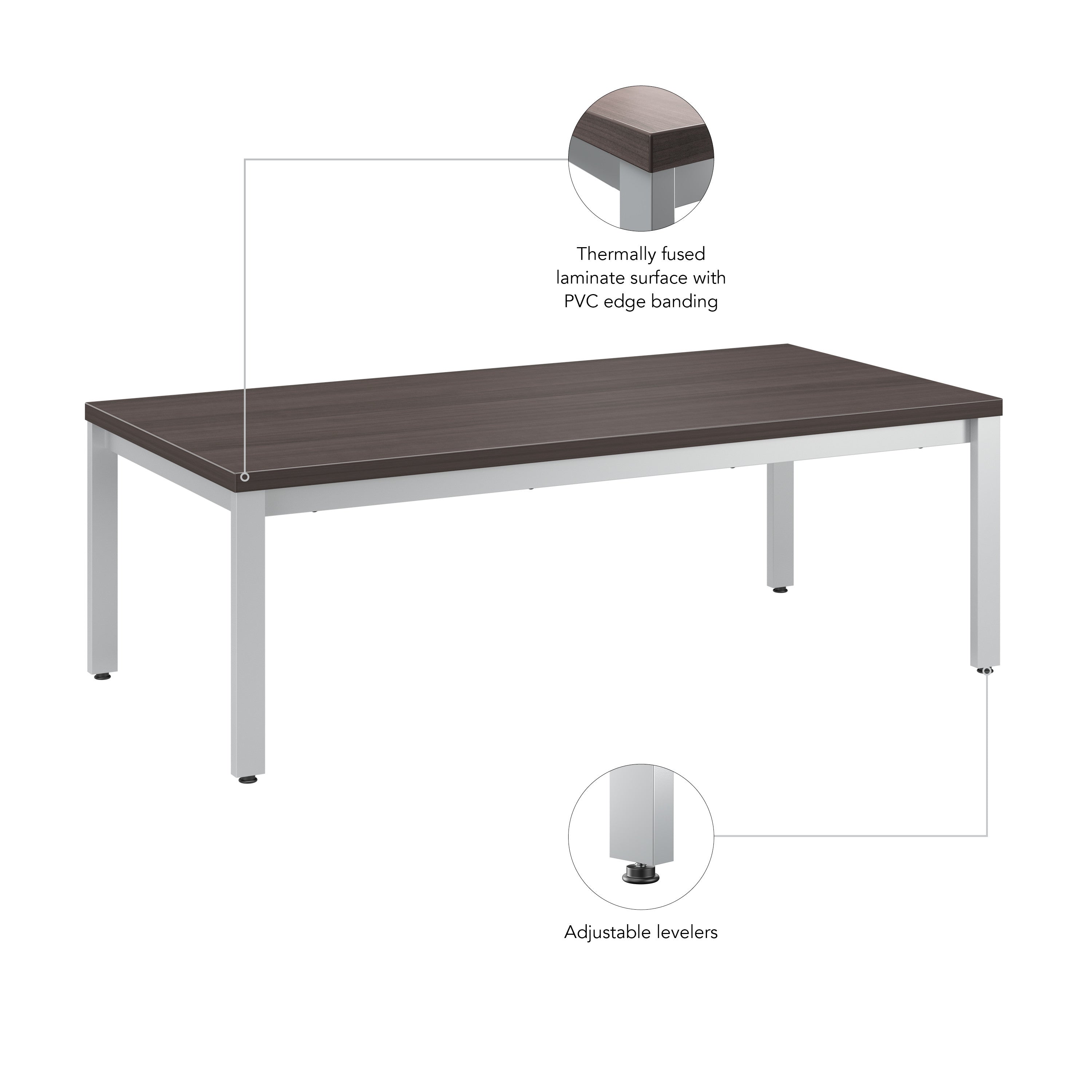 Bush Business Furniture Arrive Waiting Room Coffee Table in Storm Gray - 47.6" Width x 23.35" Depth x 15.85" Height