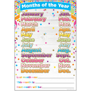 Smart Poly™ Chart, 13" x 19", Confetti Months of the Year
