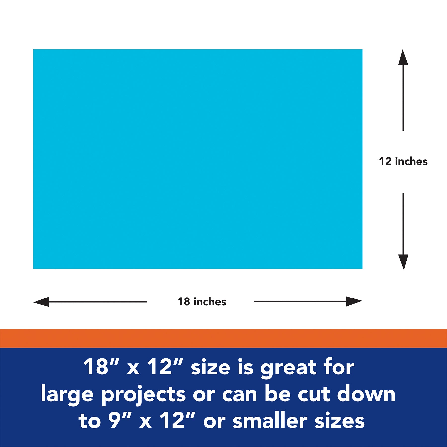 Construction Paper, Heavyweight, Atomic Blue, 12" x 18", 50 Sheets