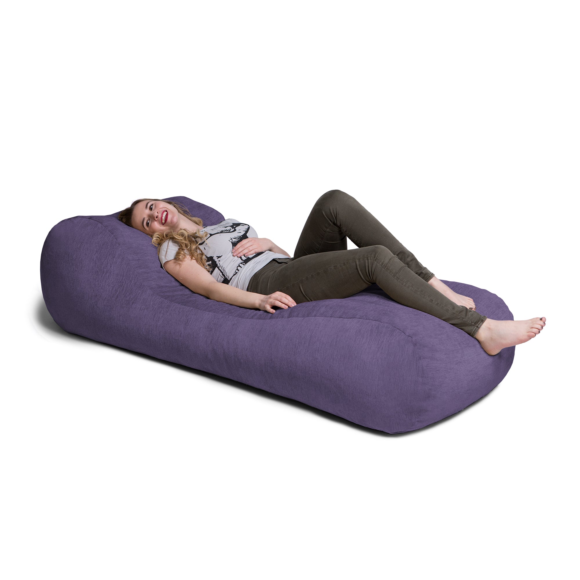 Jaxx Arlo Chaise Lounger Foam Bean Bag Chair - Premium Chenille, Plum
