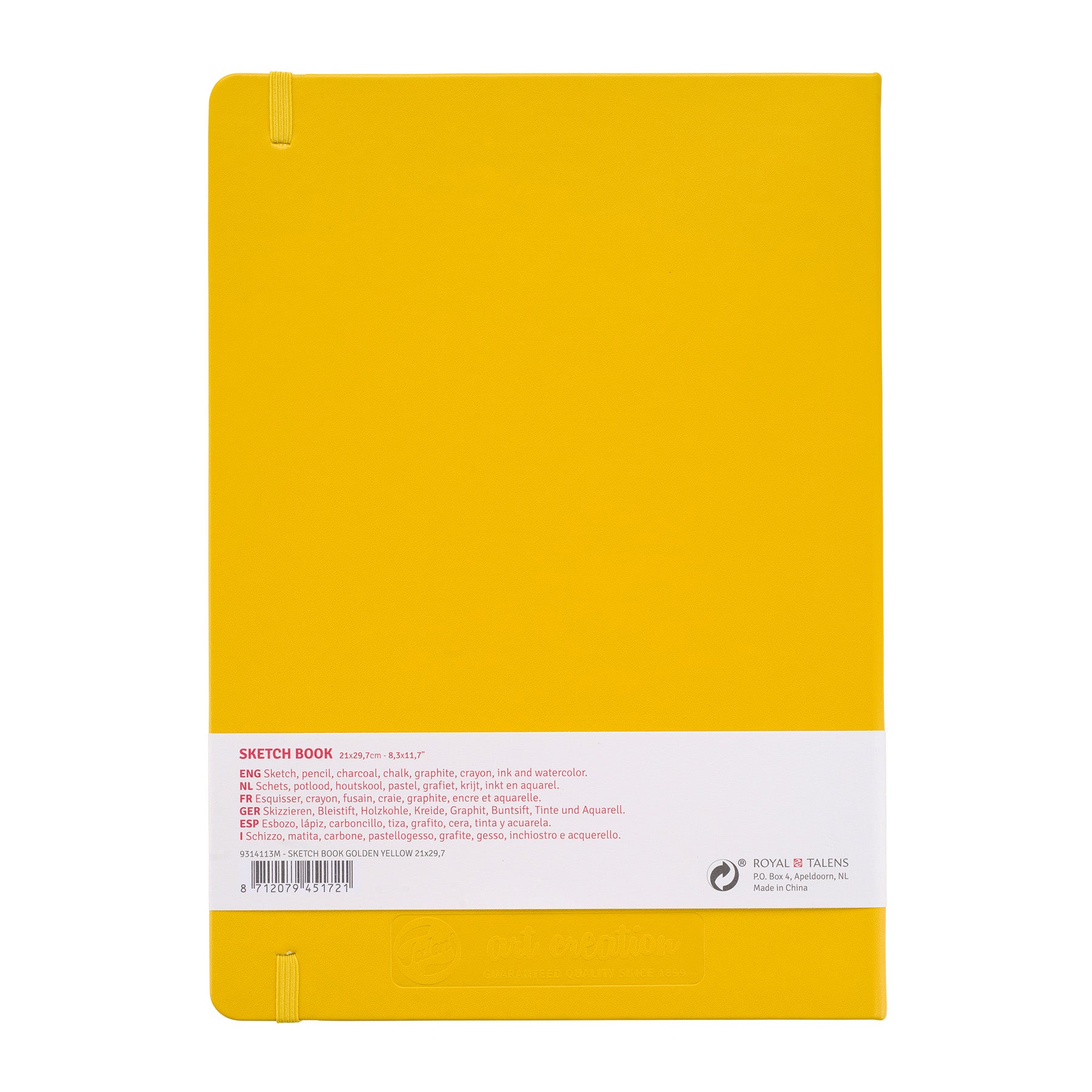 Sketchbook, 80 Sheets, 90lbs, Golden Yellow Cover, 8.3" x 11.7" (A4)