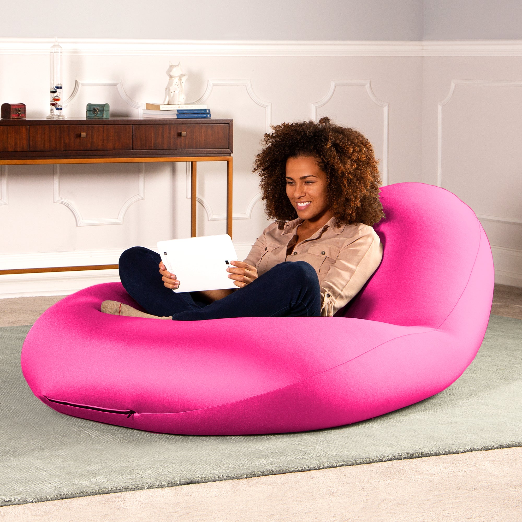 Nimbus Spandex Bean Bag Chair, Large, Hot Pink