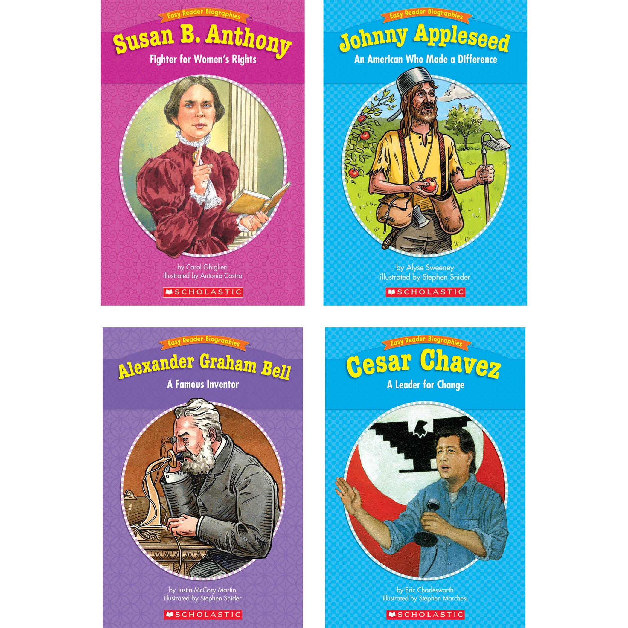 Easy Reader Biographies Book Set, 60 Books, 5 Copies of 12 Biographies