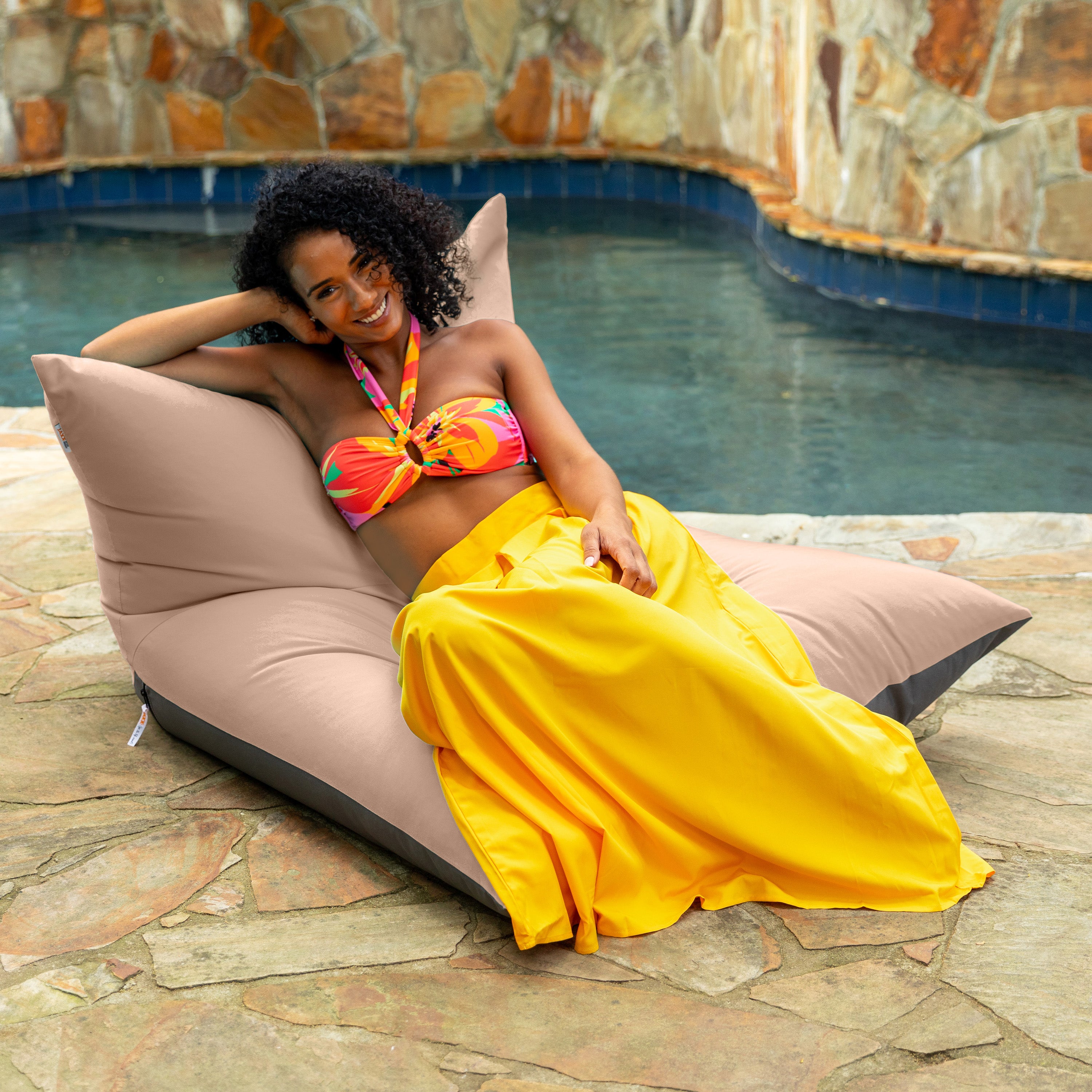 Jaxx Finster Outdoor Bean Bag Lounge Chair - Sunbrella Petal
