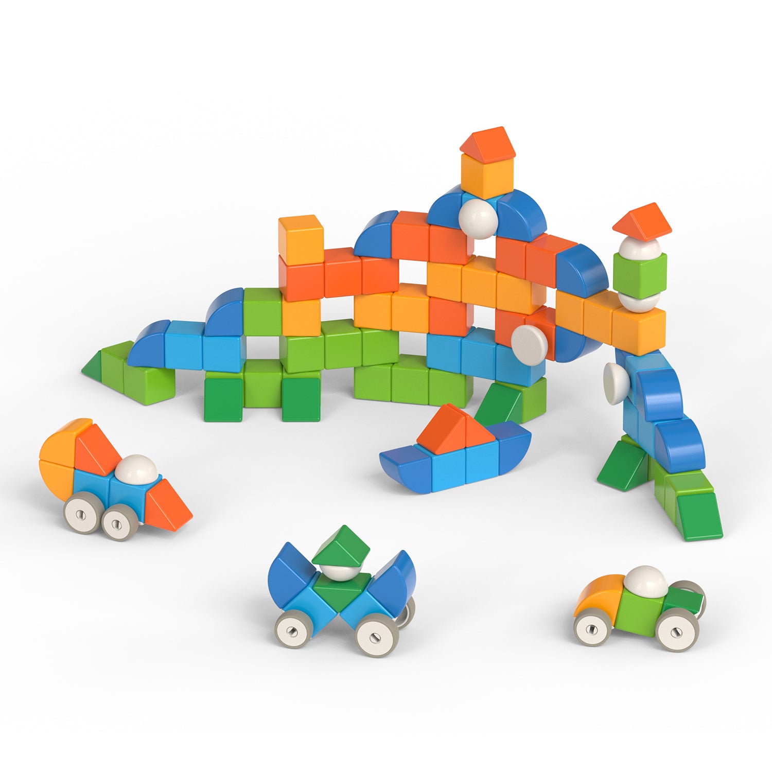 Geomag™ Magicube Magnetic Shapes & Animals Building Set, Recycled Materials, 128 Pieces