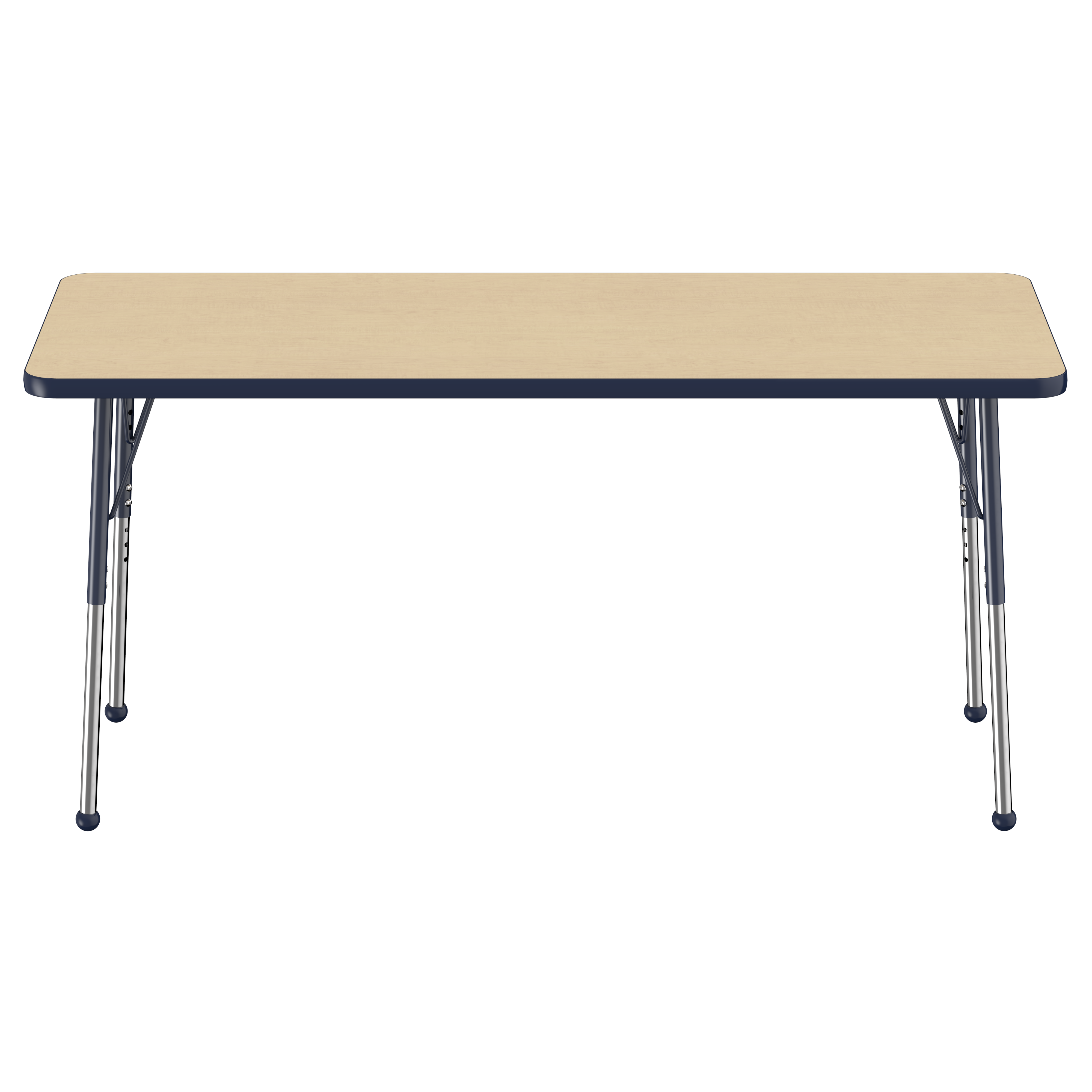 24" x 60" Rectangle T-Molding Activity Table with Adjustable Standard Ball Glide Legs - Maple/Navy