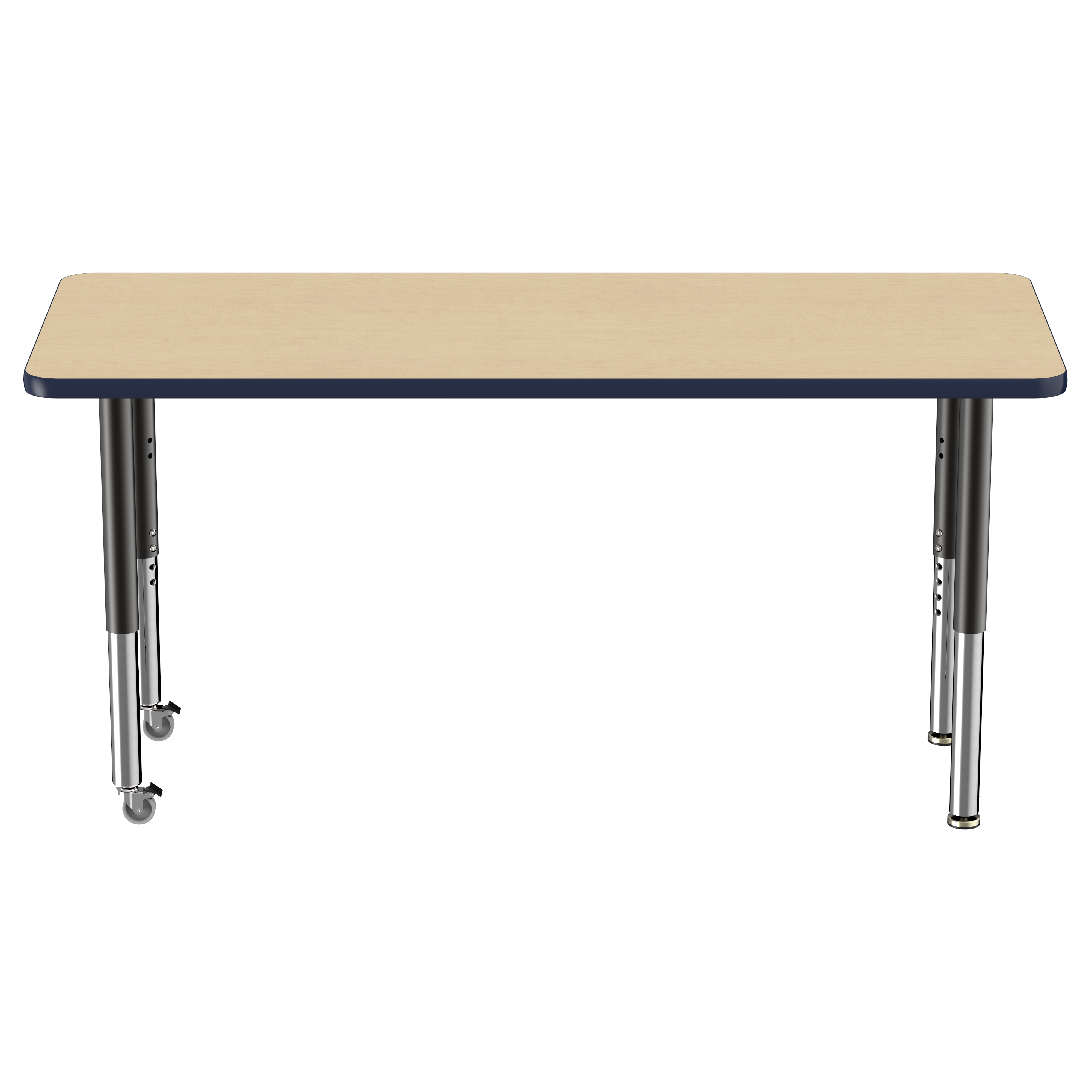 24" x 60" Rectangle T-Molding Activity Table with Adjustable Super Legs - Maple/Navy/Black