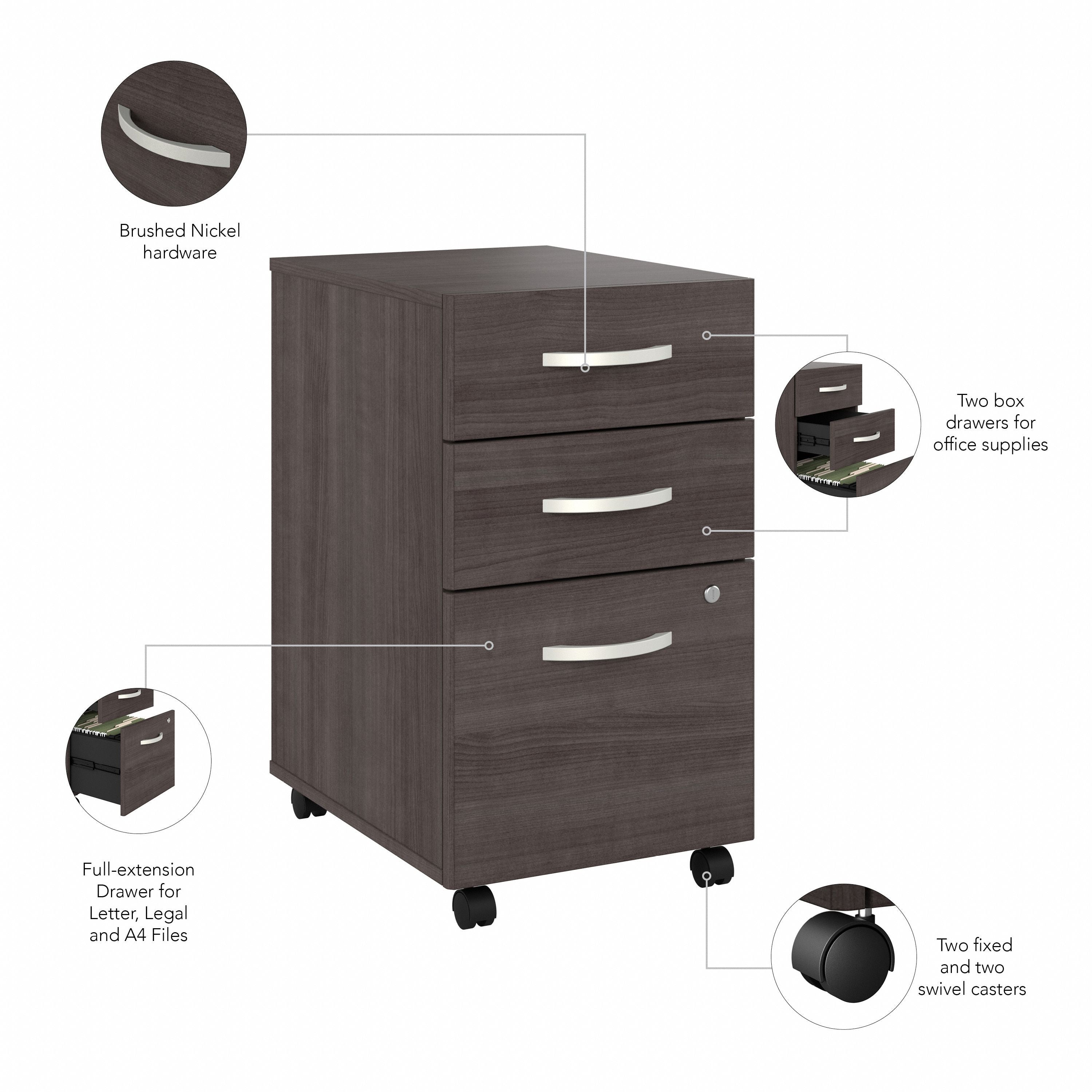 Bush Business Furniture Hybrid 72W x 30D L Shaped Table Desk with Mobile File Cabinet in Storm Gray - 71.02" Width x 71.34" Depth x 29.91" Height