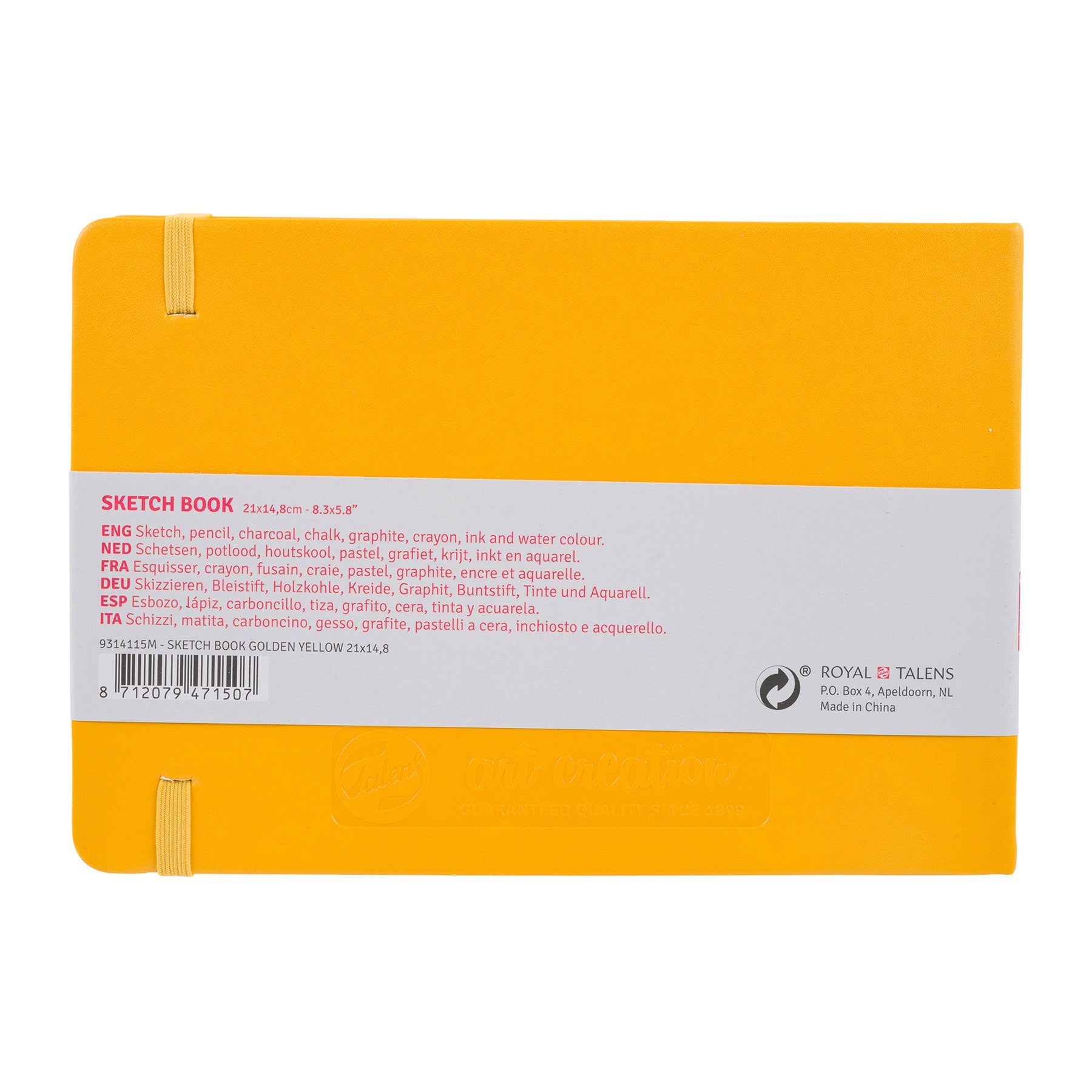 Sketchbook, 80 Sheets, 90lbs, Golden Yellow Cover, 8.3" x 5.8" (A5)