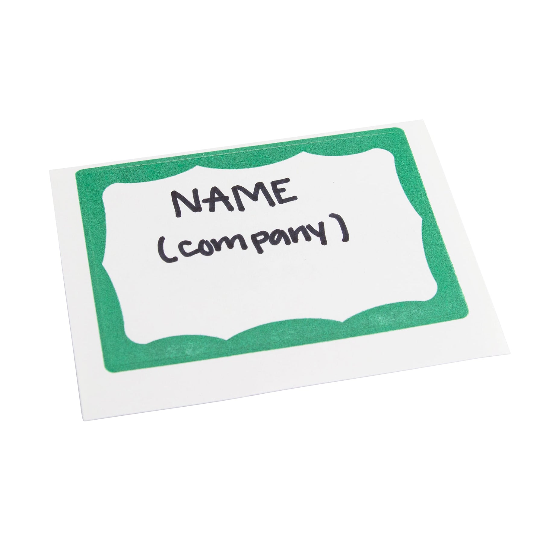 Adhesive Badges, Green Border, Pack of 100