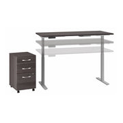 Move 60 Series by Bush Business Furniture 60W x 30D Height Adjustable Standing Desk with Storage in Storm Gray with Cool Gray Metallic Base - 59.45" Width x 29.37" Depth x 47.69" Height