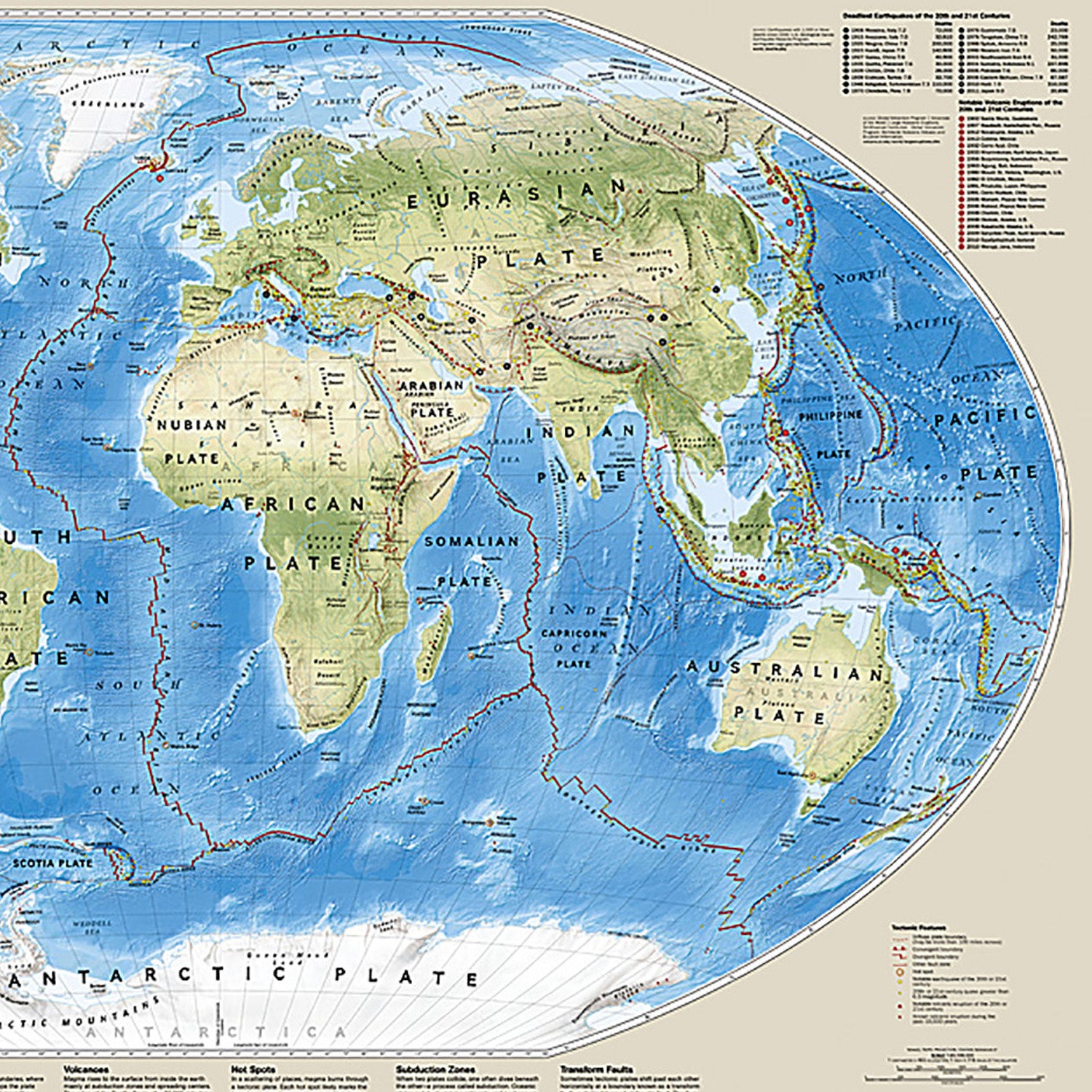The Dynamic Earth, Plate Tectonics Map, Laminated, 36" x 24"