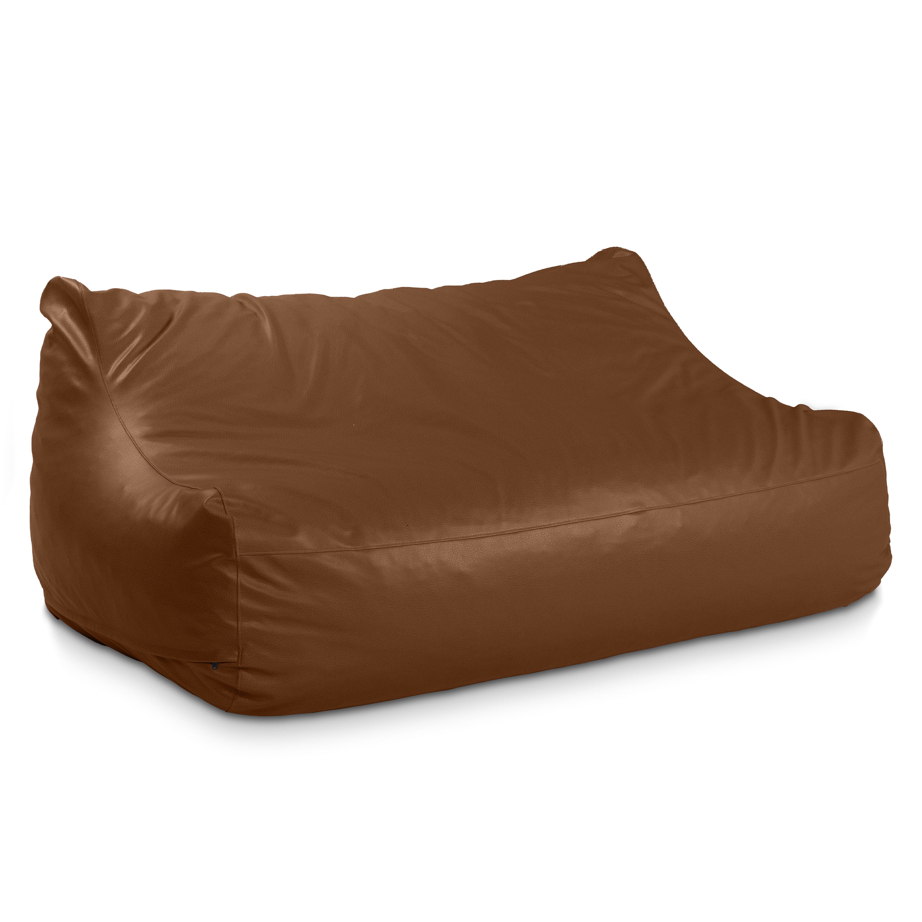 Atrium Collection Lozia Loveseat - Large Foam Bean Bag Sofa for Home Theaters, Offices, Schools, Reception & Waiting Rooms - Faux-Leather - Walnut