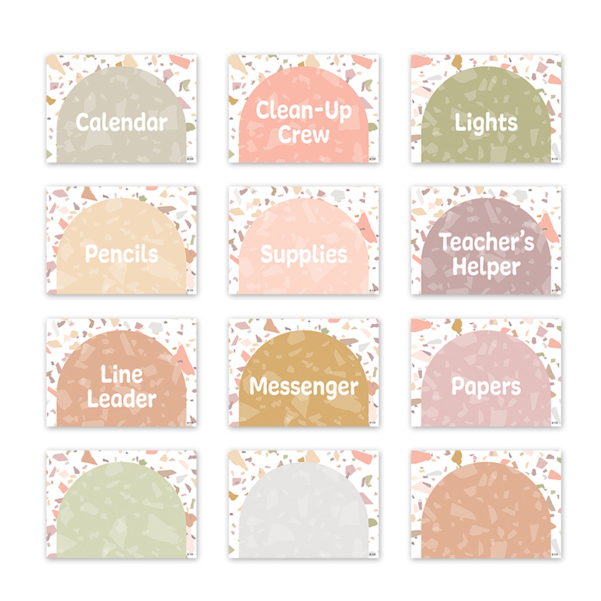 Terrazzo Tones Classroom Jobs Mini Bulletin Board Set, 59 Pieces