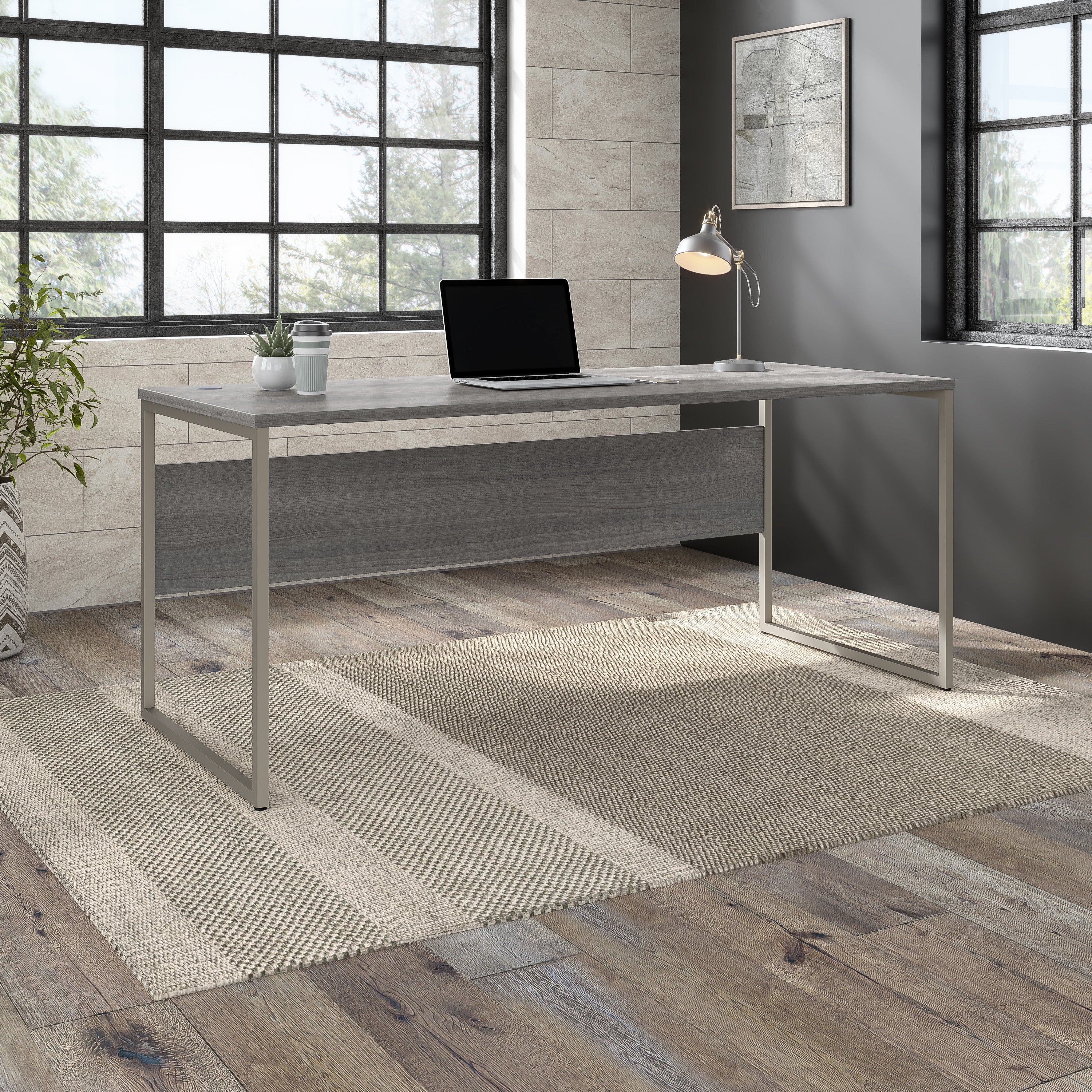 Bush Business Furniture Hybrid 72W x 30D Computer Table Desk with Metal Legs in Platinum Gray - 71.02" Width x 29.37" Depth x 29.91" Height