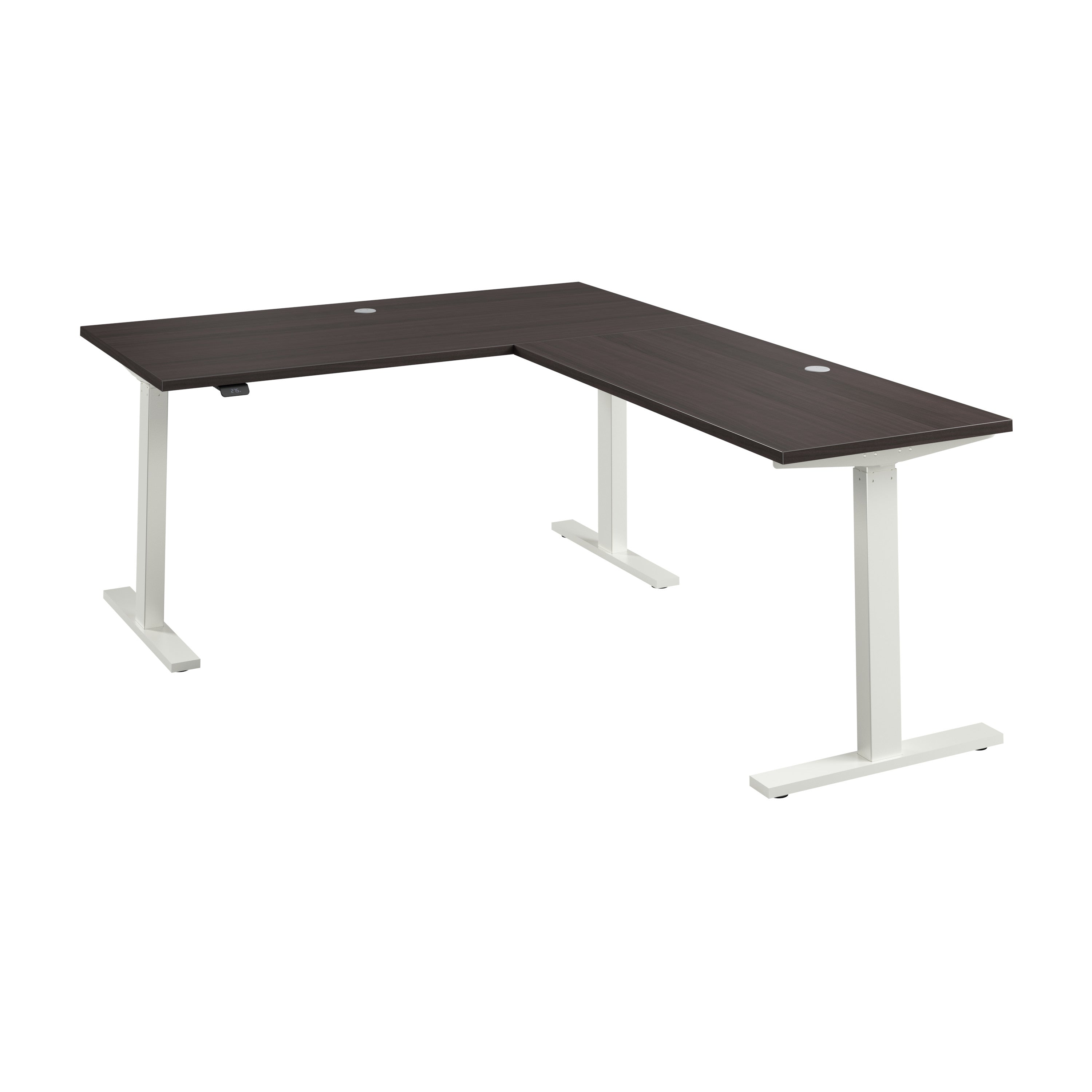 Bush Business Furniture Move 60 Series 60W Height Adjustable L Shaped Standing Desk in Storm Gray with White Base - 59.45" Width x 76.97" Depth x 27.44" Height