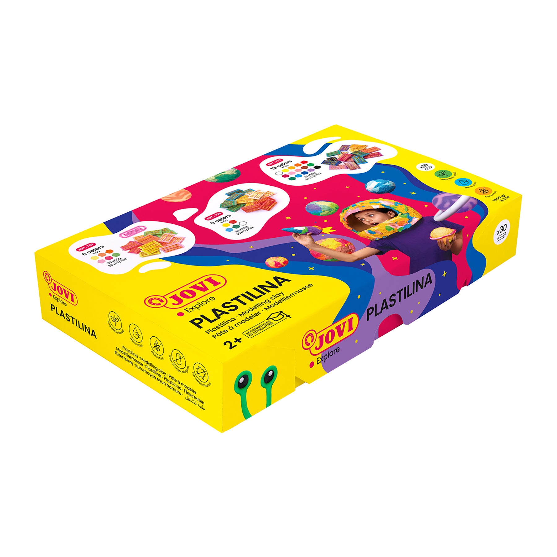 Plastilina Modeling Clay, Display Box of 30 Bars, Standard Colors
