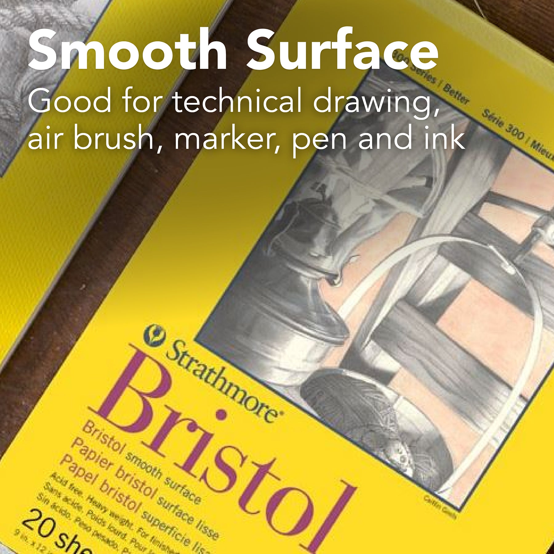 300 Series Bristol Pad, Smooth Finish, Tape Binding, 24 Sheet, 11x17 inch, 1 Count