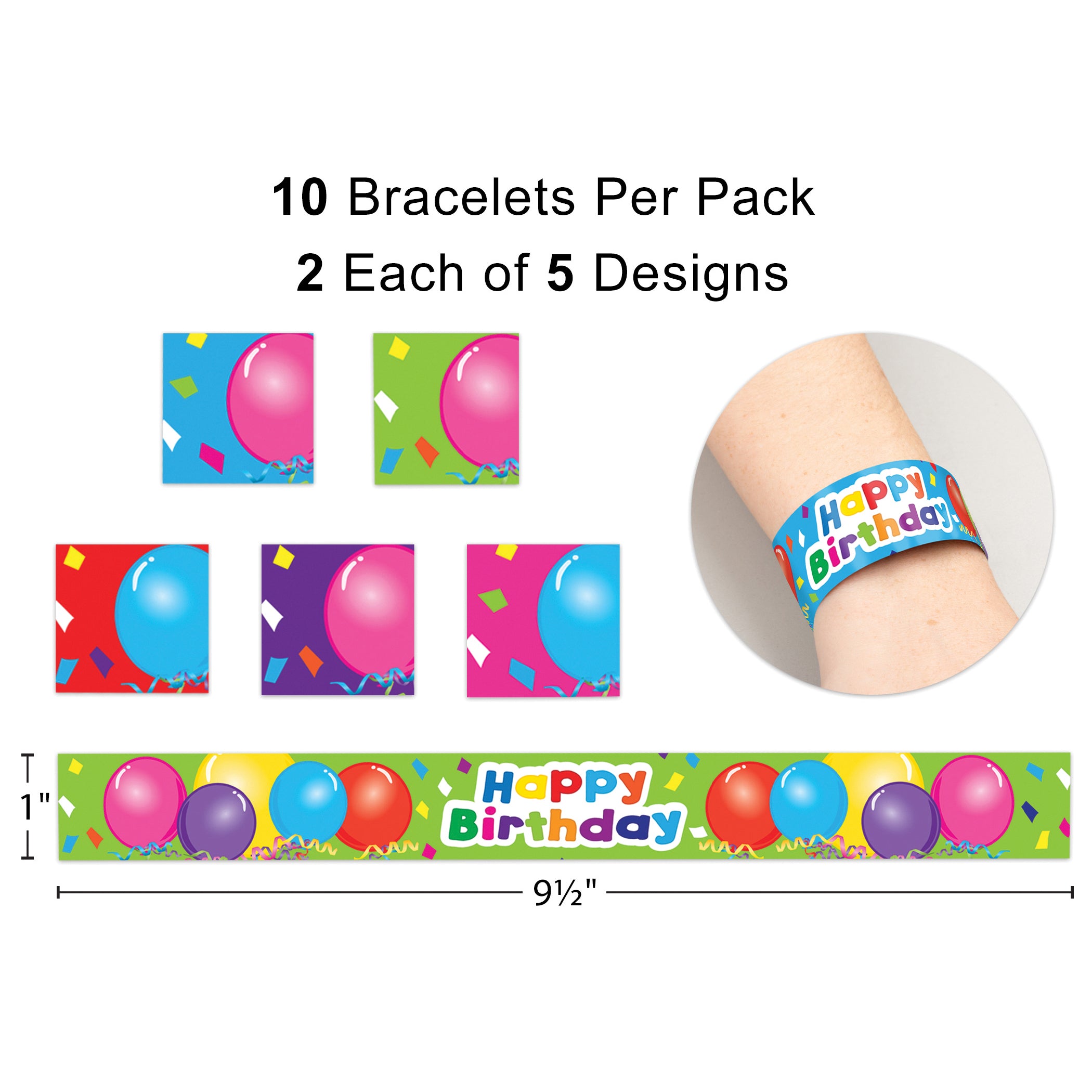 Happy Birthday Balloons Slap Bracelets