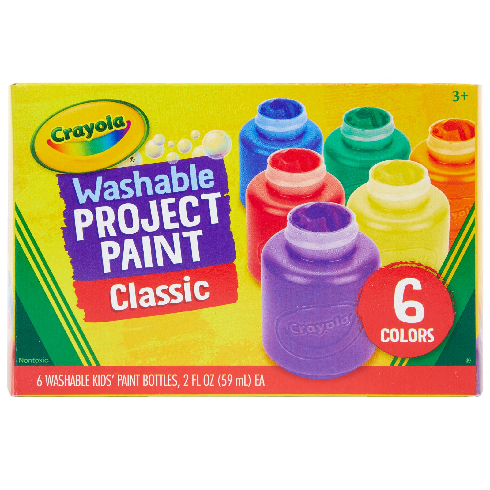 Washable Project Paint, Classic Colors, 2 Ounce Bottles, 6 Count