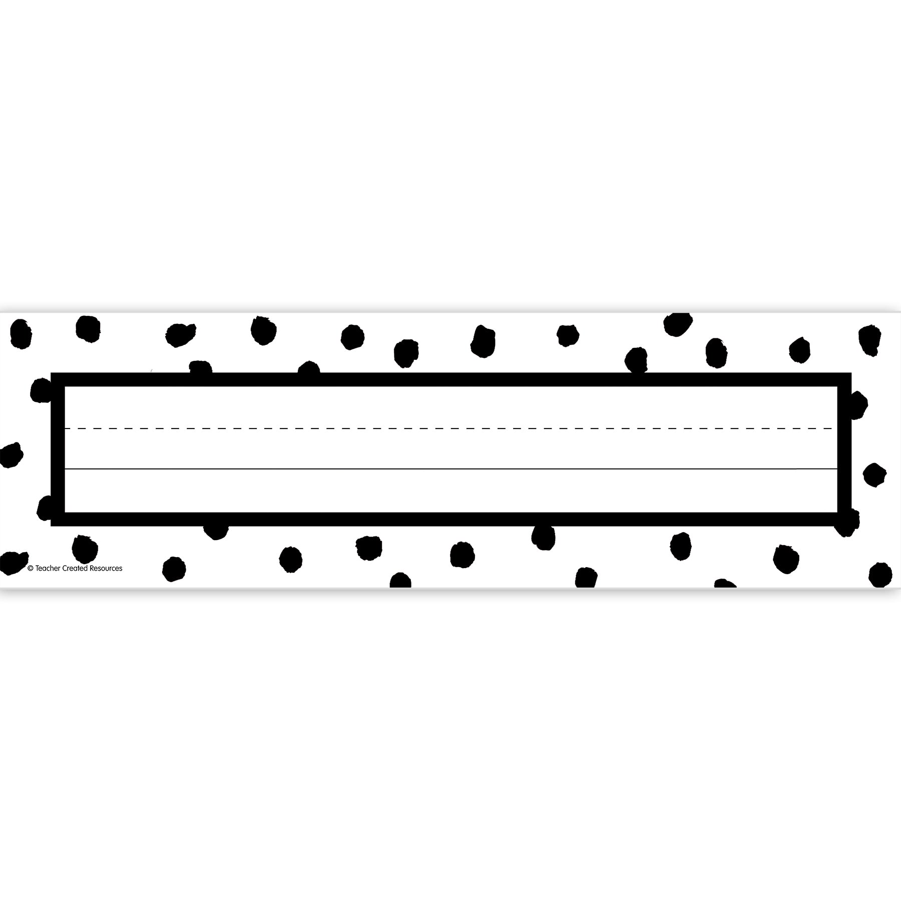 Black Painted Dots on White Flat Name Plates, 11-1/2" x 3-1/2", Pack of 36