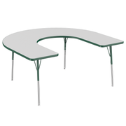 60" x 66" Horseshoe T-Molding Activity Table with Adjustable Standard Swivel Glide Legs - Gray/Green