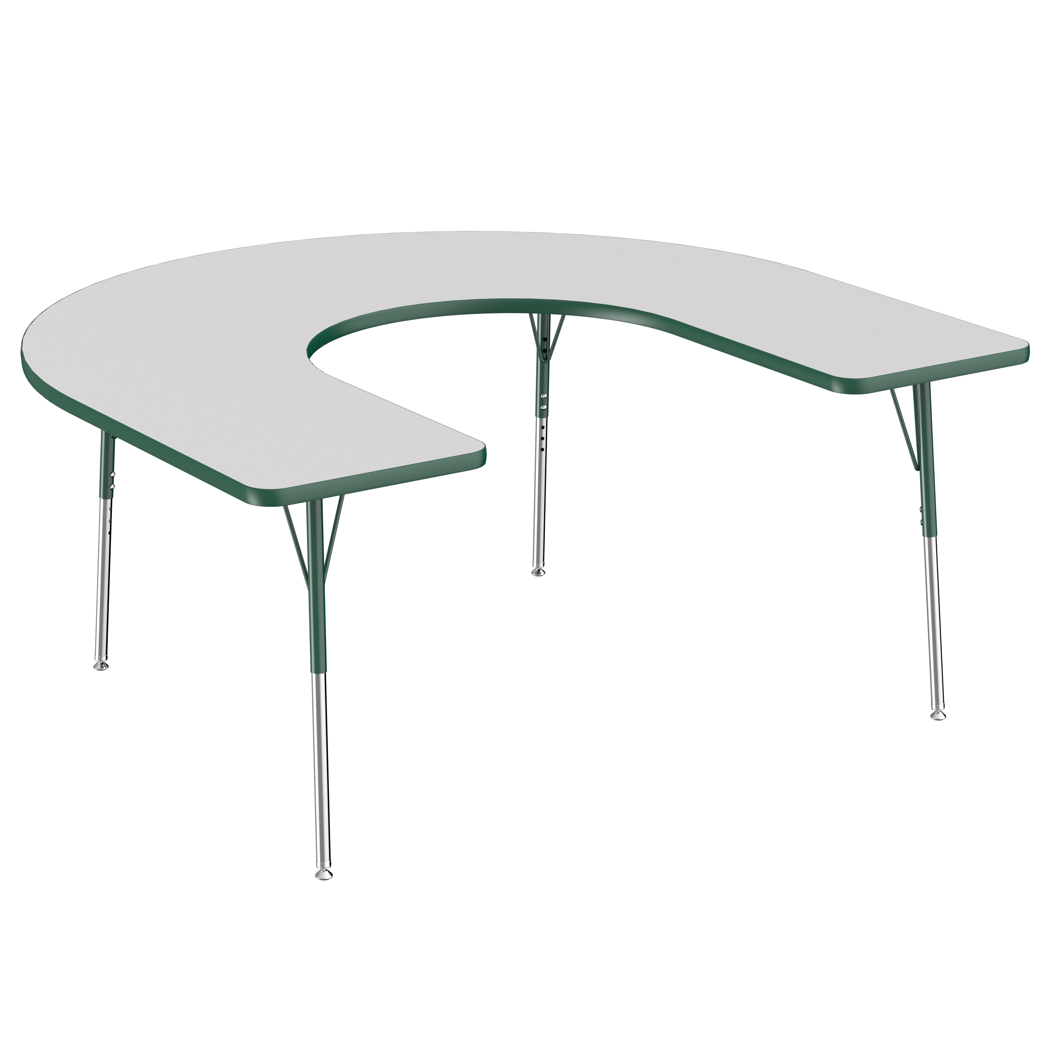 60" x 66" Horseshoe T-Molding Activity Table with Adjustable Standard Swivel Glide Legs - Gray/Green