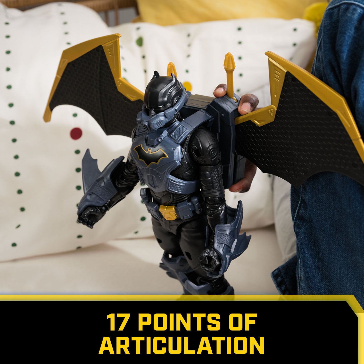 Batman Adventures, 12-inch Night Sky Batman Action Figure with Expandable Wings, Kids Toys for Boys and Girls Age 3 and Up