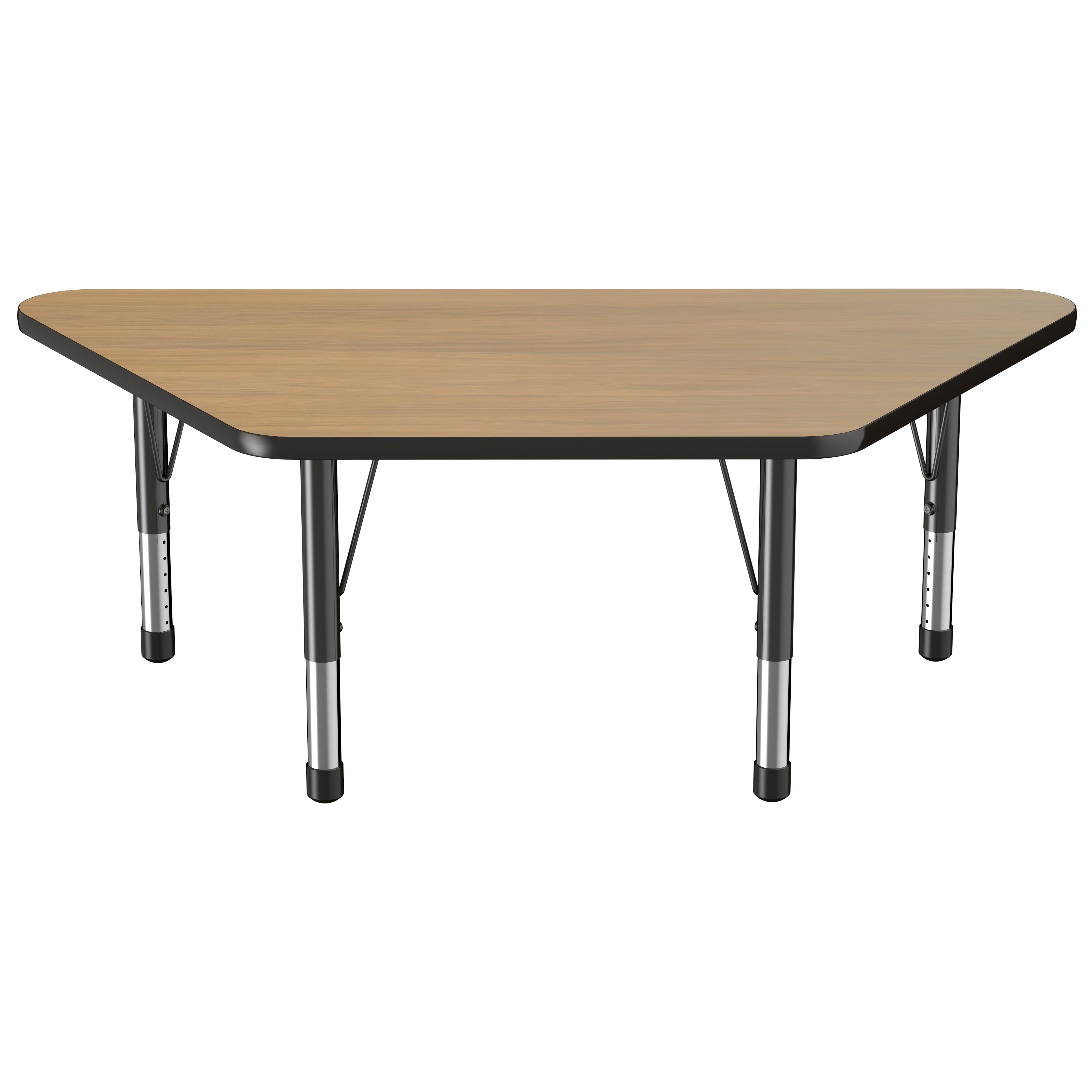 30" x 60" Trapezoid T-Molding Activity Table with Adjustable Chunky Legs - Pasadena Oak/Black