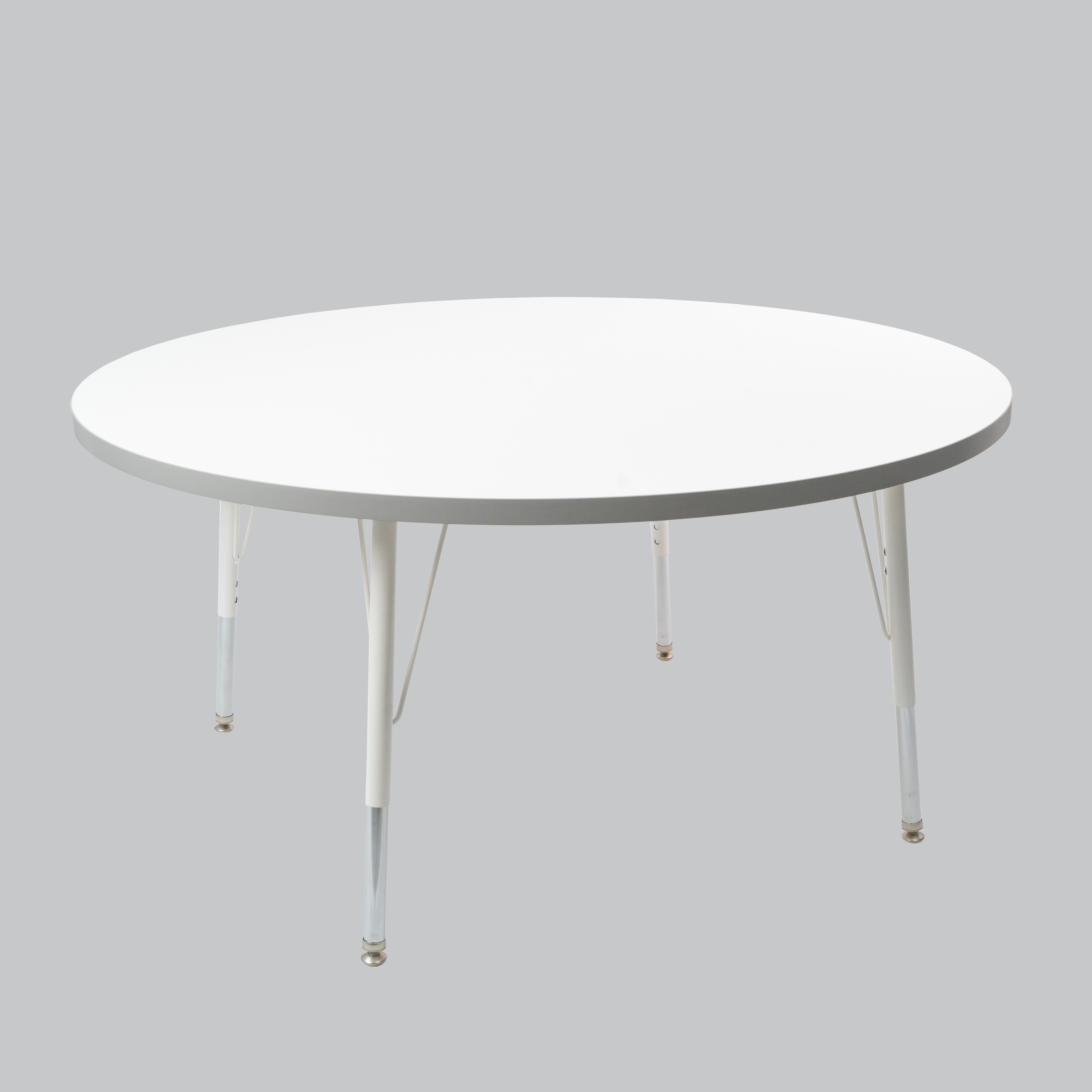 48" Round Thermofused Activity Table with Adjustable Standard Swivel Glide Legs - White/North Sea/White