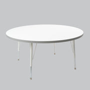 48" Round Thermofused Activity Table with Adjustable Standard Swivel Glide Legs - White/North Sea/White