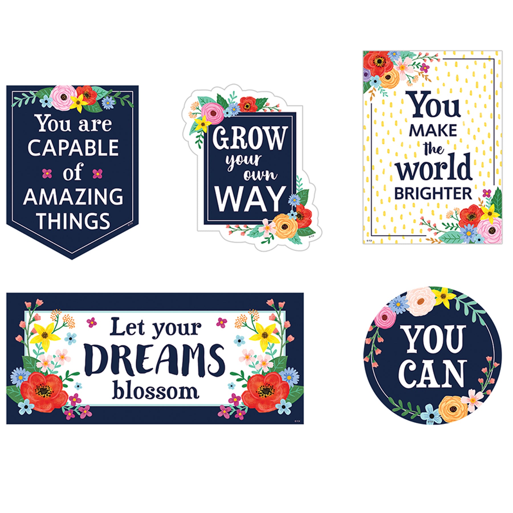 Wildflowers Mini Bulletin Board Set, 16 Pieces