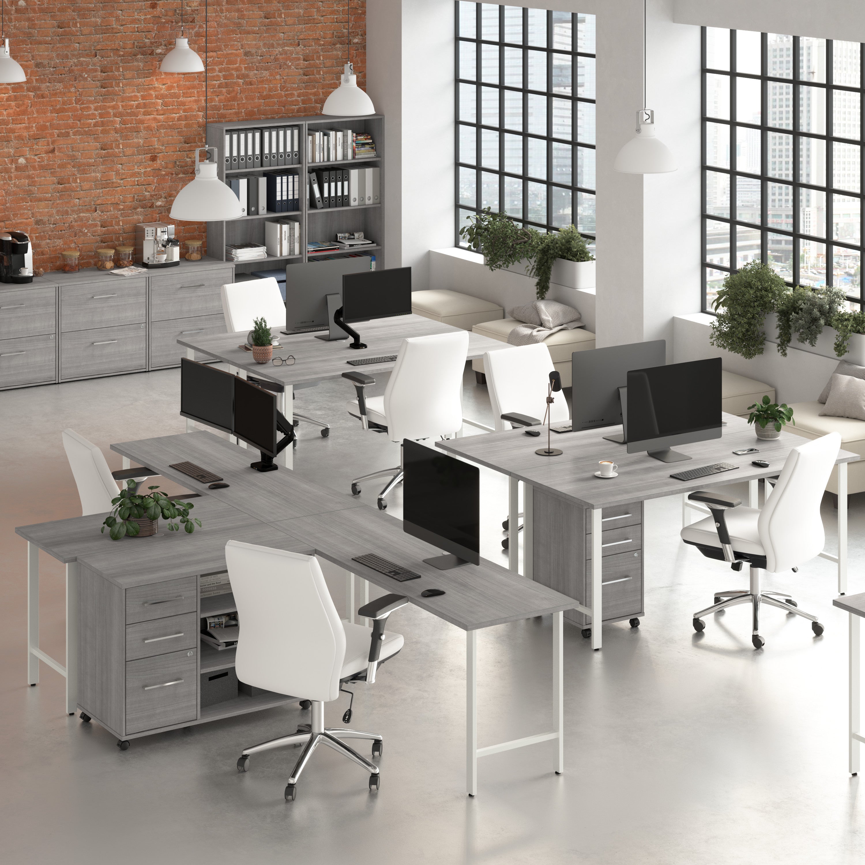 Bush Business Furniture Hustle Rolling Storage Cabinet with Drawers and Shelves in Platinum Gray - Assembled - 39.61" Width x 19.61" Depth x 29.96" Height