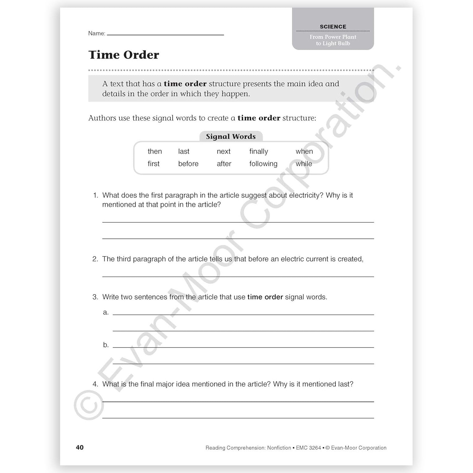 Reading Comprehension: Nonfiction, Grade 4