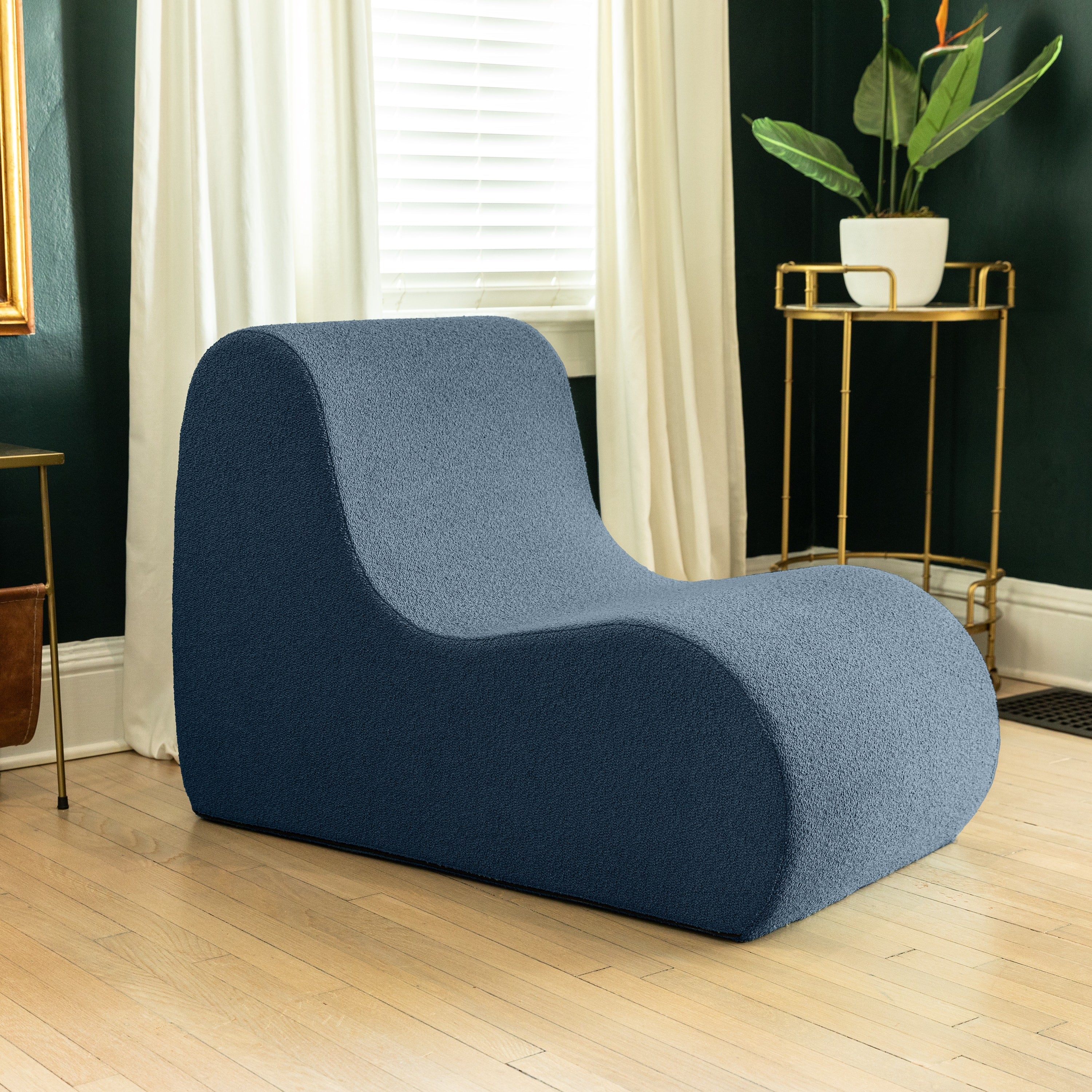 Jaxx Uptown Modern Armless Accent Chair, Boucle Navy