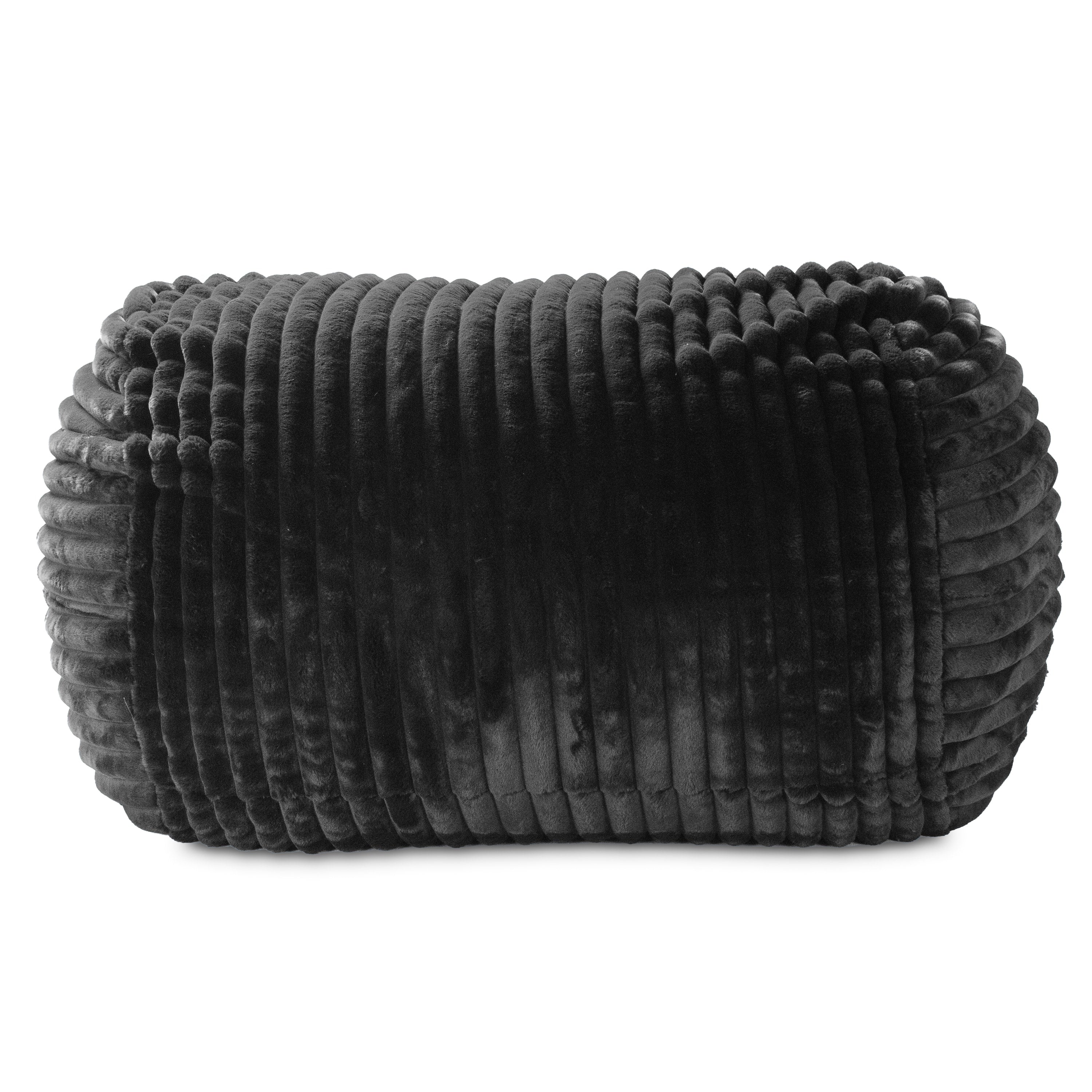 Jaxx 5.5 ft Bean Bag Loveseat, Premium Faux Fur, Mondo Black