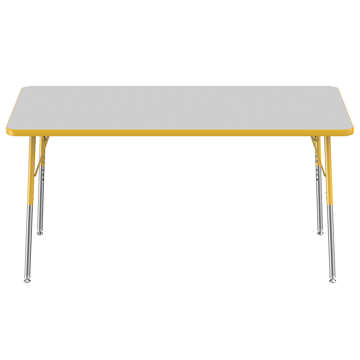 30" x 60" Rectangle T-Molding Activity Table with Adjustable Standard Swivel Glide Legs - Gray/Yellow