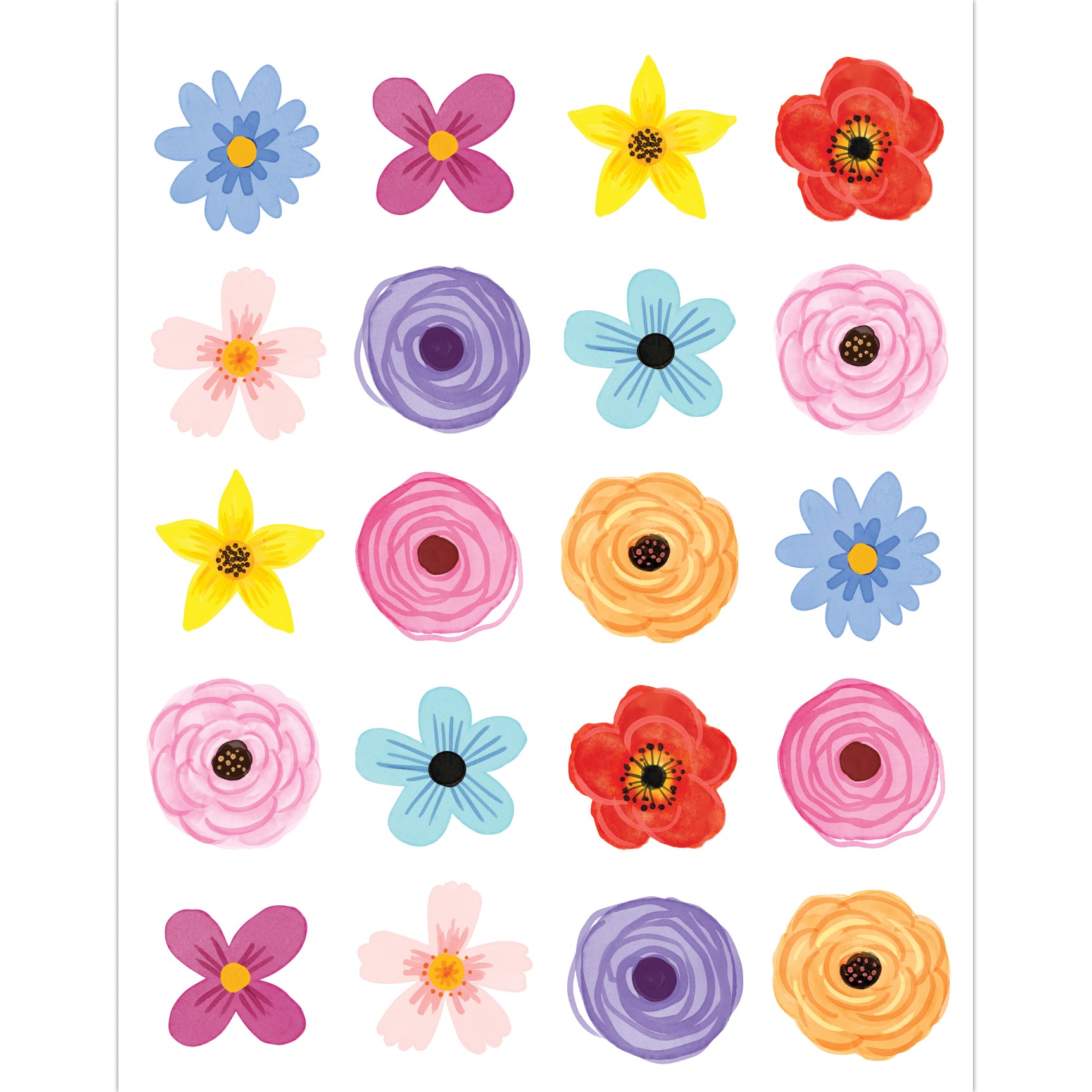 Wildflowers Stickers, Pack of 120