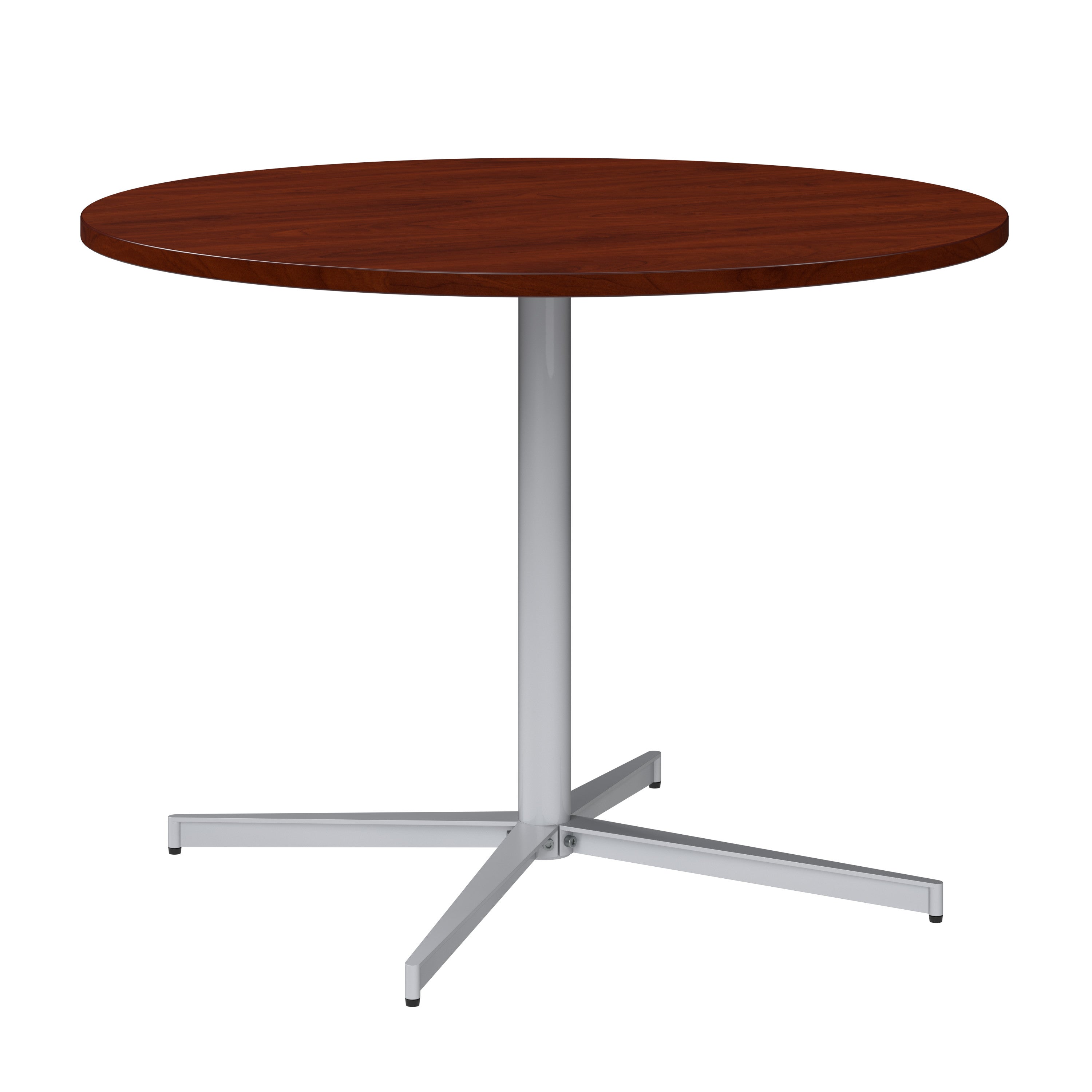 Bush Business Furniture 42-inch Round Conference Table with Metal Base in Hansen Cherry - 41.38" Width x 41.38" Depth x 30.33" Height